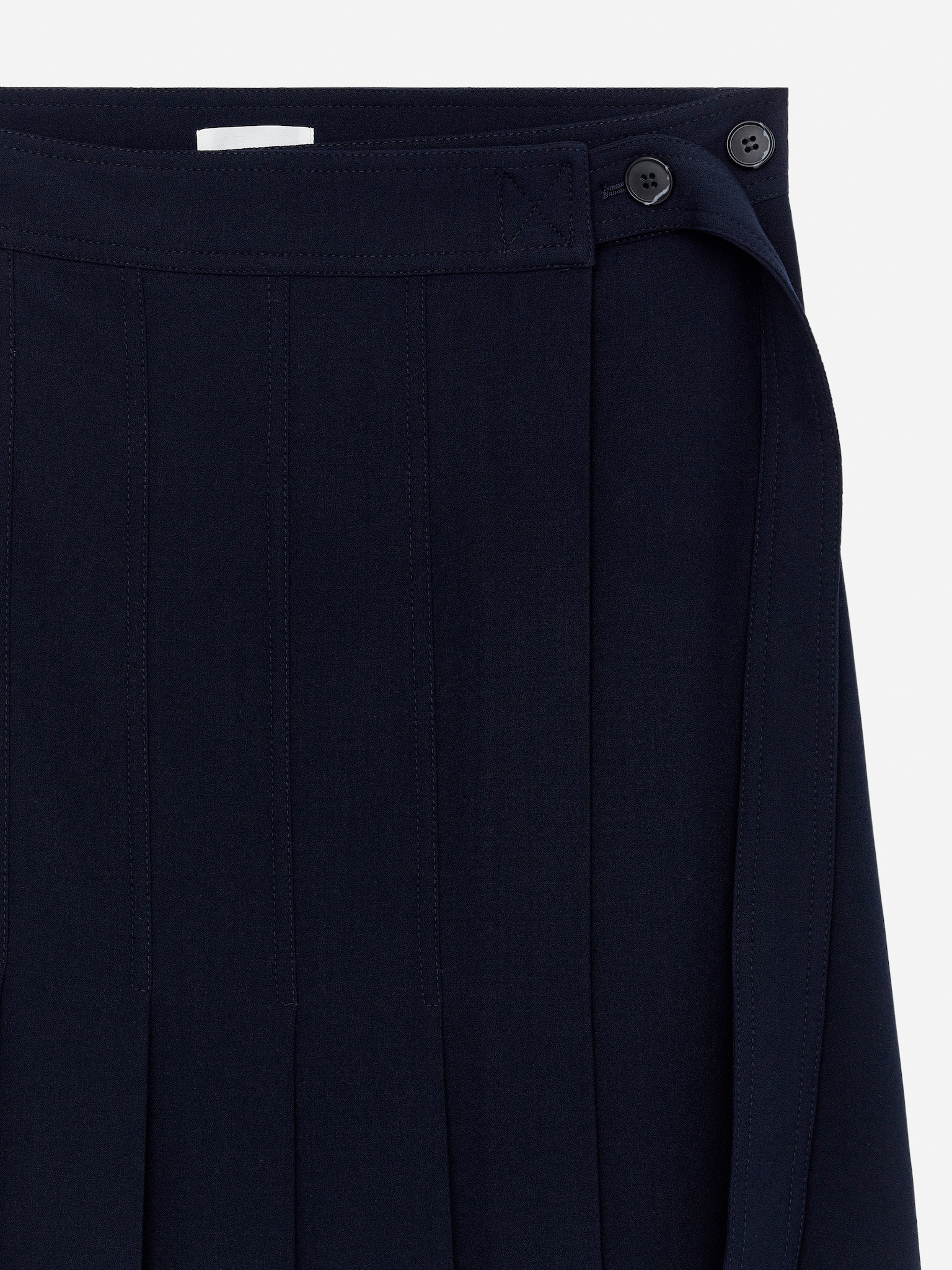 Jupe plissée en laine - Bleu foncé - 2