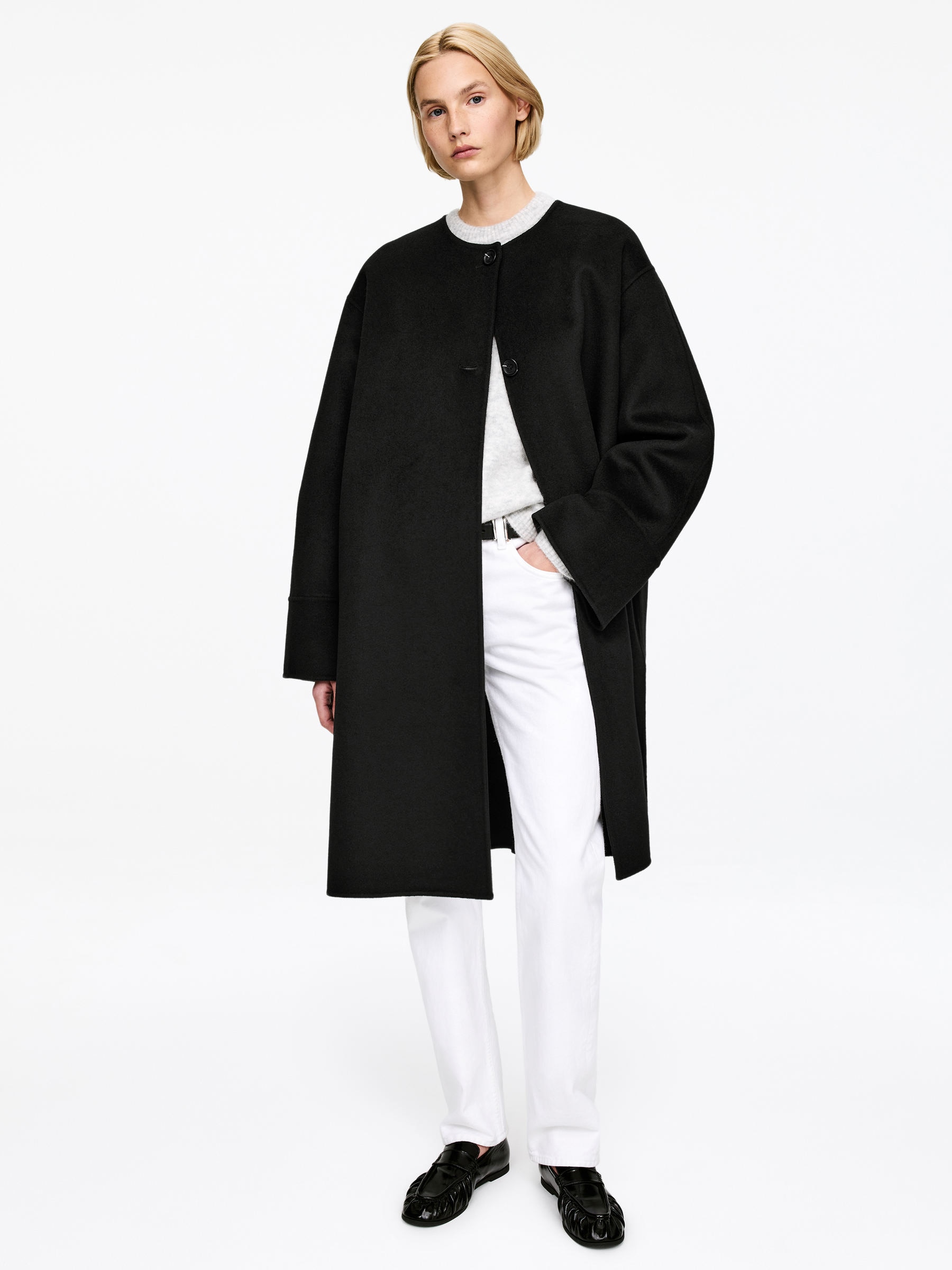 Manteau cape en laine mélangée doublée - Noir - Regular fit - Femme - StillMedia/Lookbook - 8