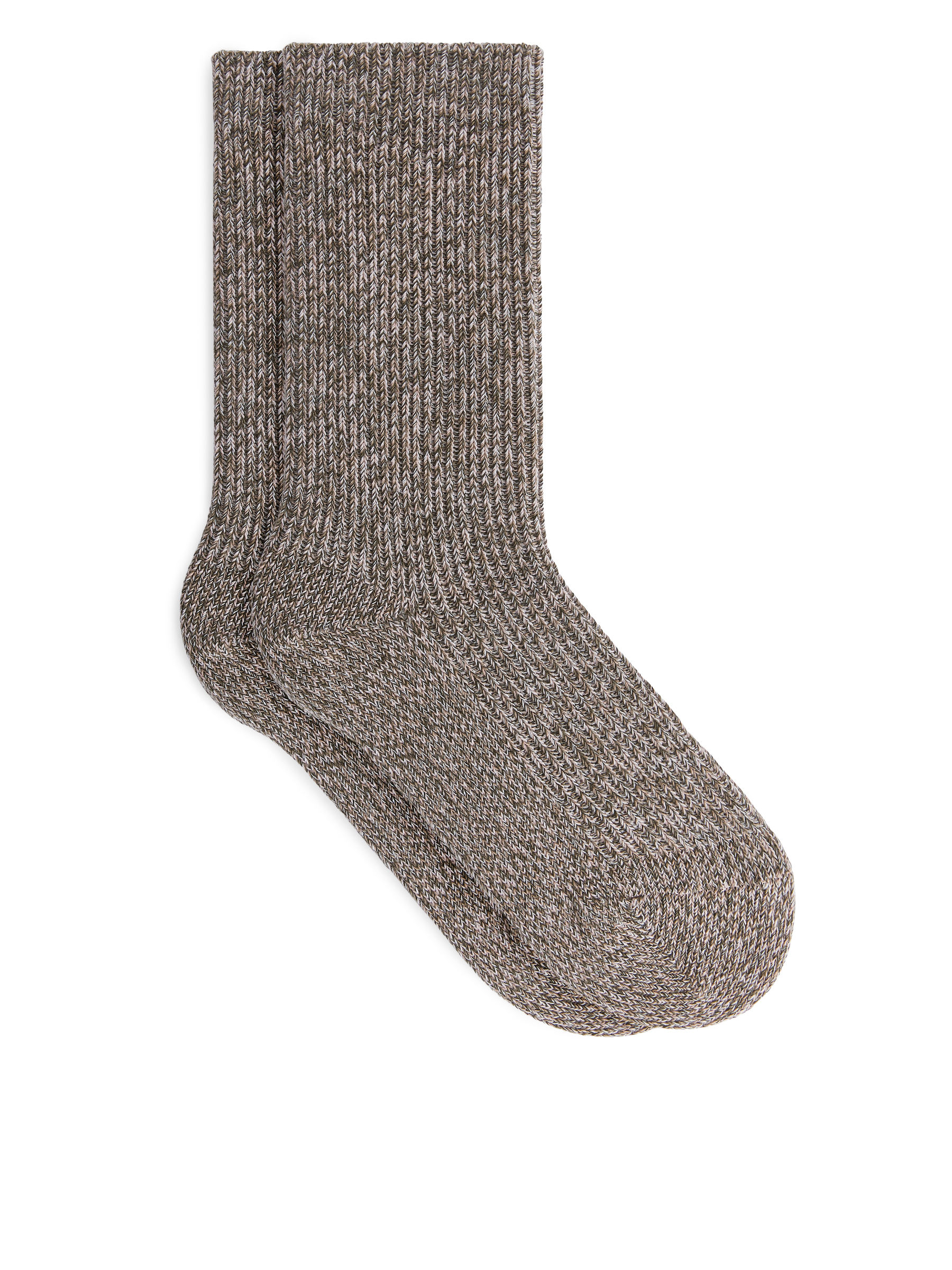 Rippensocken aus Baumwolle - Dunkelgrün, meliert - Damen - StillMedia/DescriptiveStillLife - 1