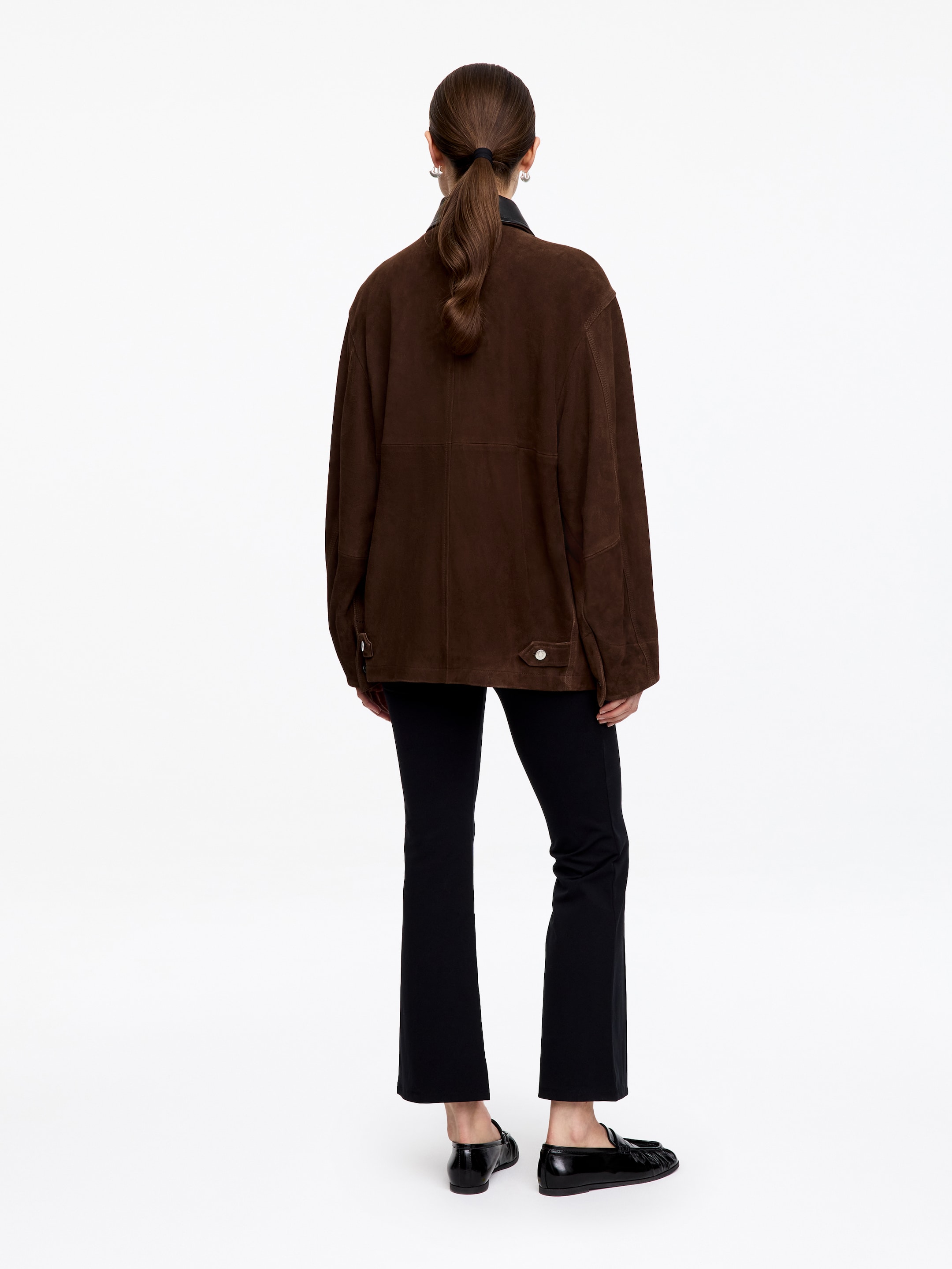 Suede Jacket - Dark Brown - Oversized - Women - StillMedia/Lookbook - 7