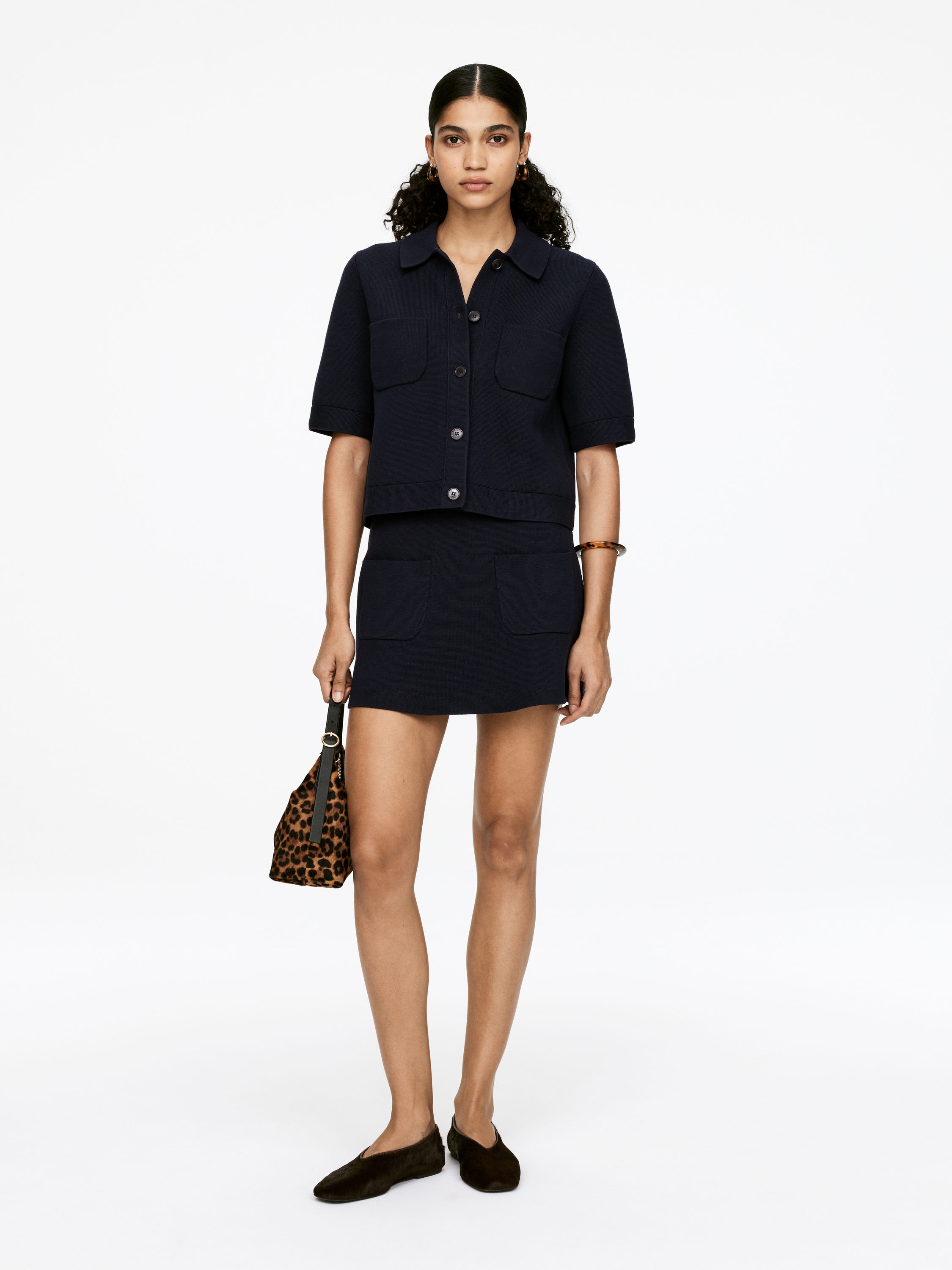 Knitted Mini Skirt - Dark Blue - Regular fit - Women - StillMedia/Lookbook - 4