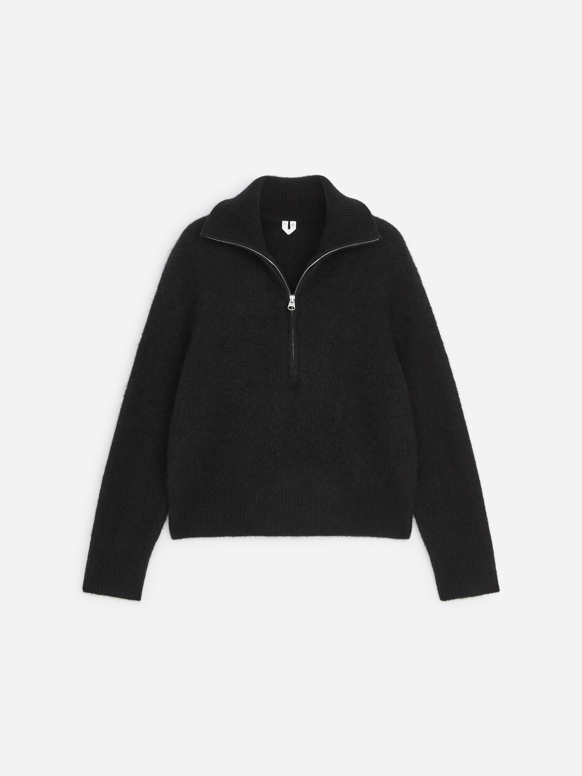 Stickad tröja med halz zip - Svart
