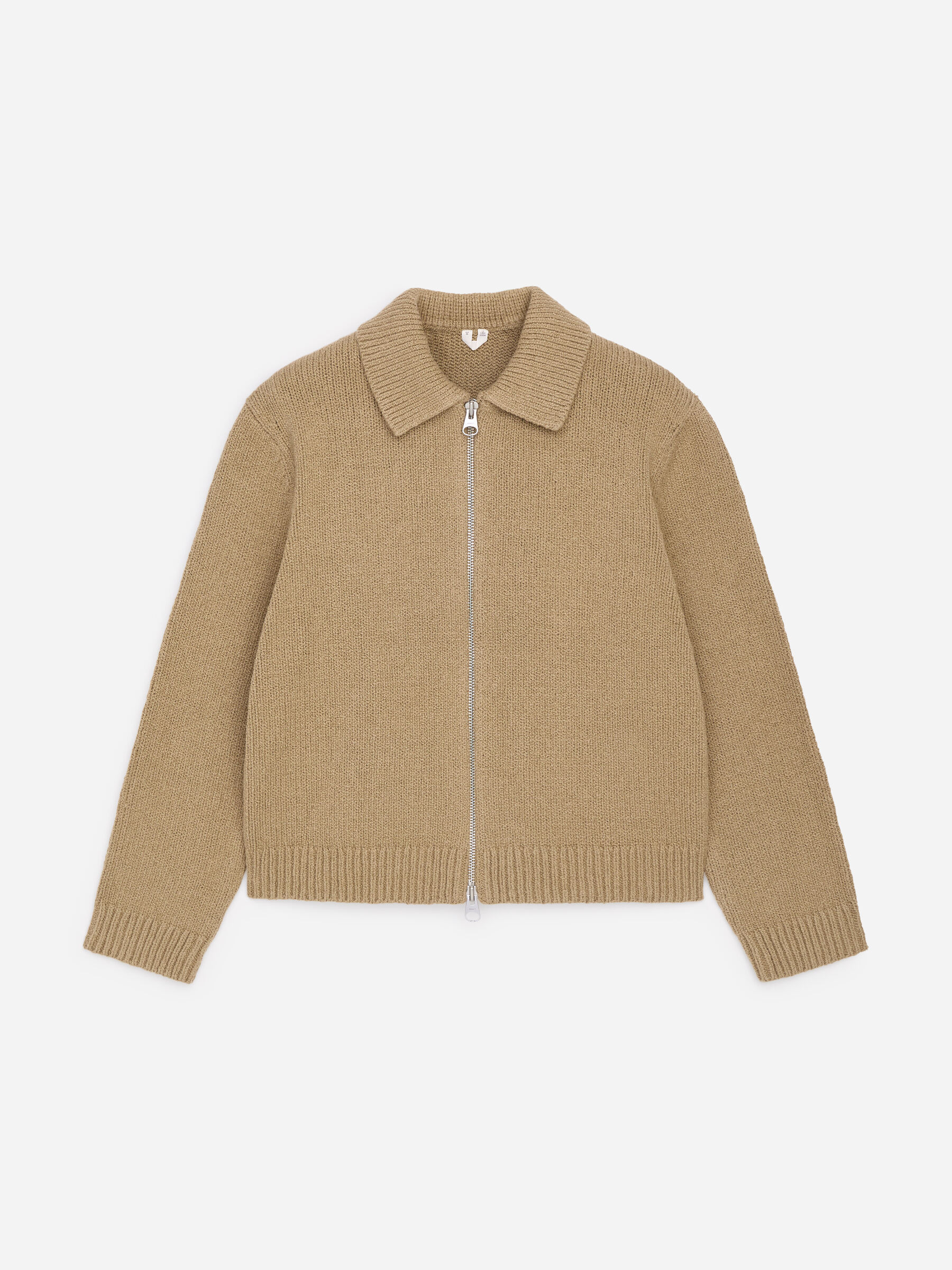 Cotton Blend Zip Cardigan - Dark Beige - Loose fit - Men - StillMedia/DescriptiveStillLife - 1
