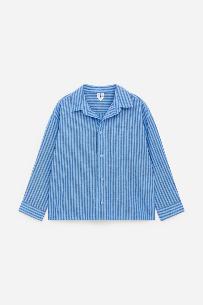 Hemd aus Leinen und Baumwolle - Blau/Streifen - 1