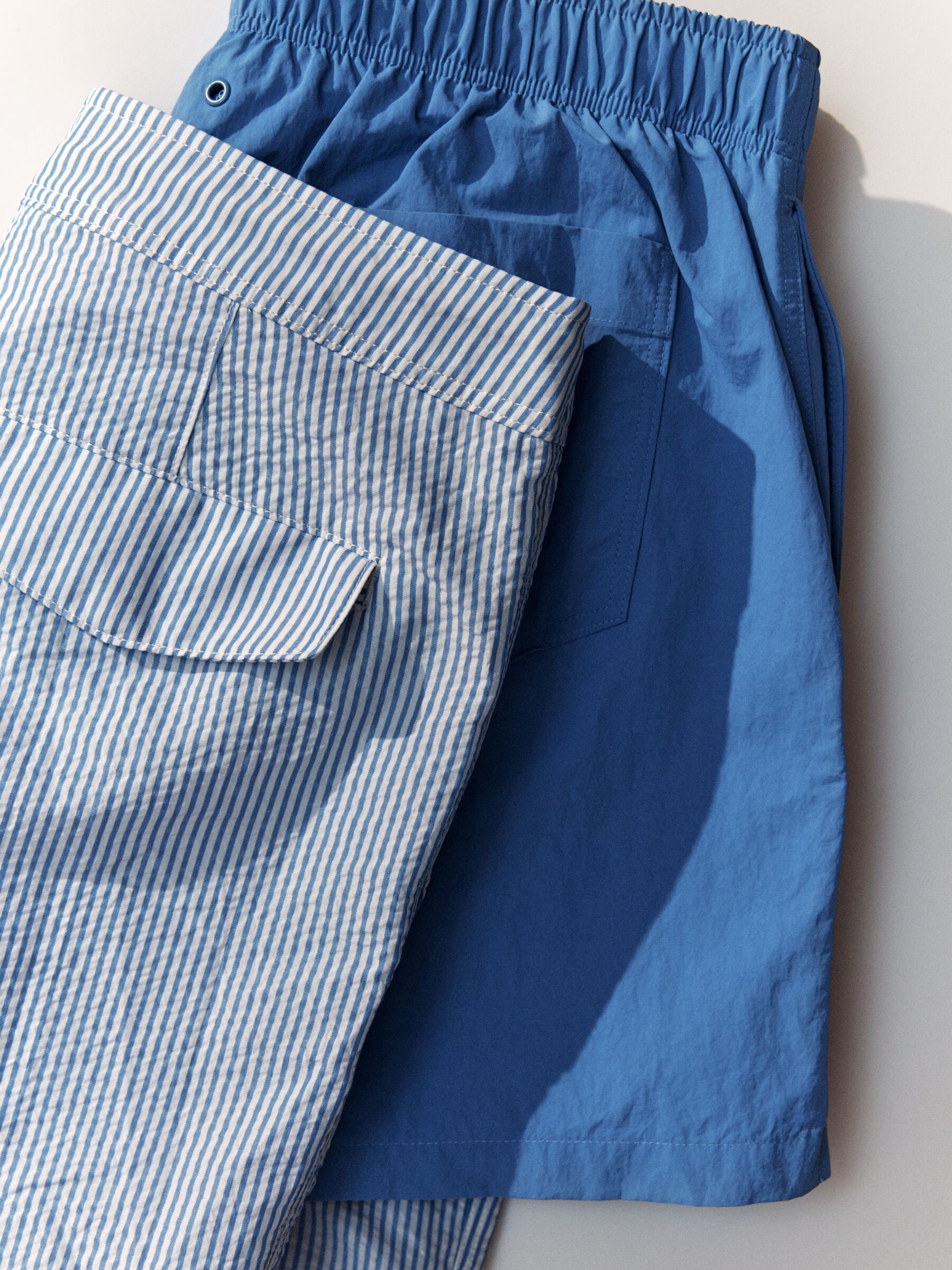 Seersucker Swim Shorts - Blue/White - Fason normalny - Men - StillMedia/Environmental - 1