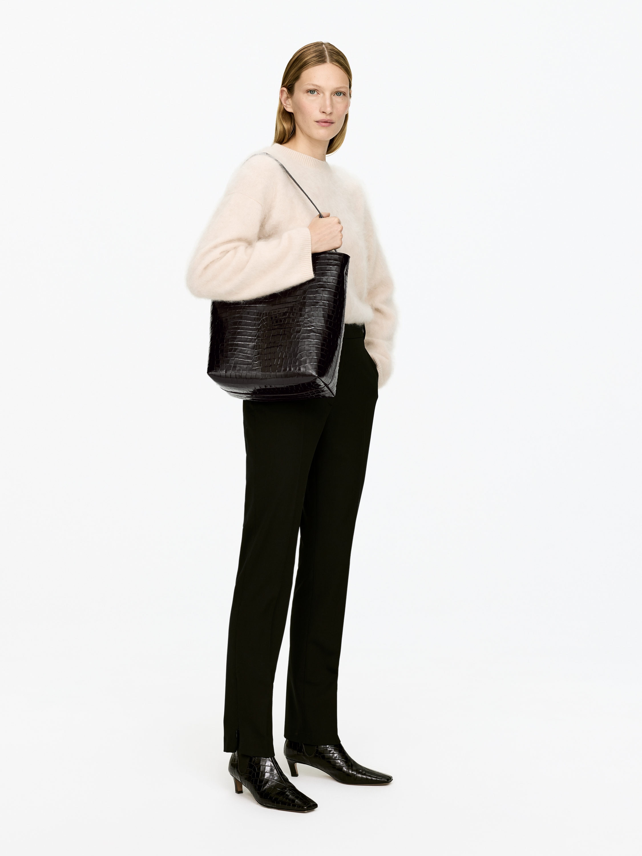 Croc-Effect Leather Tote - Dark Brown - Women - StillMedia/Lookbook - 7