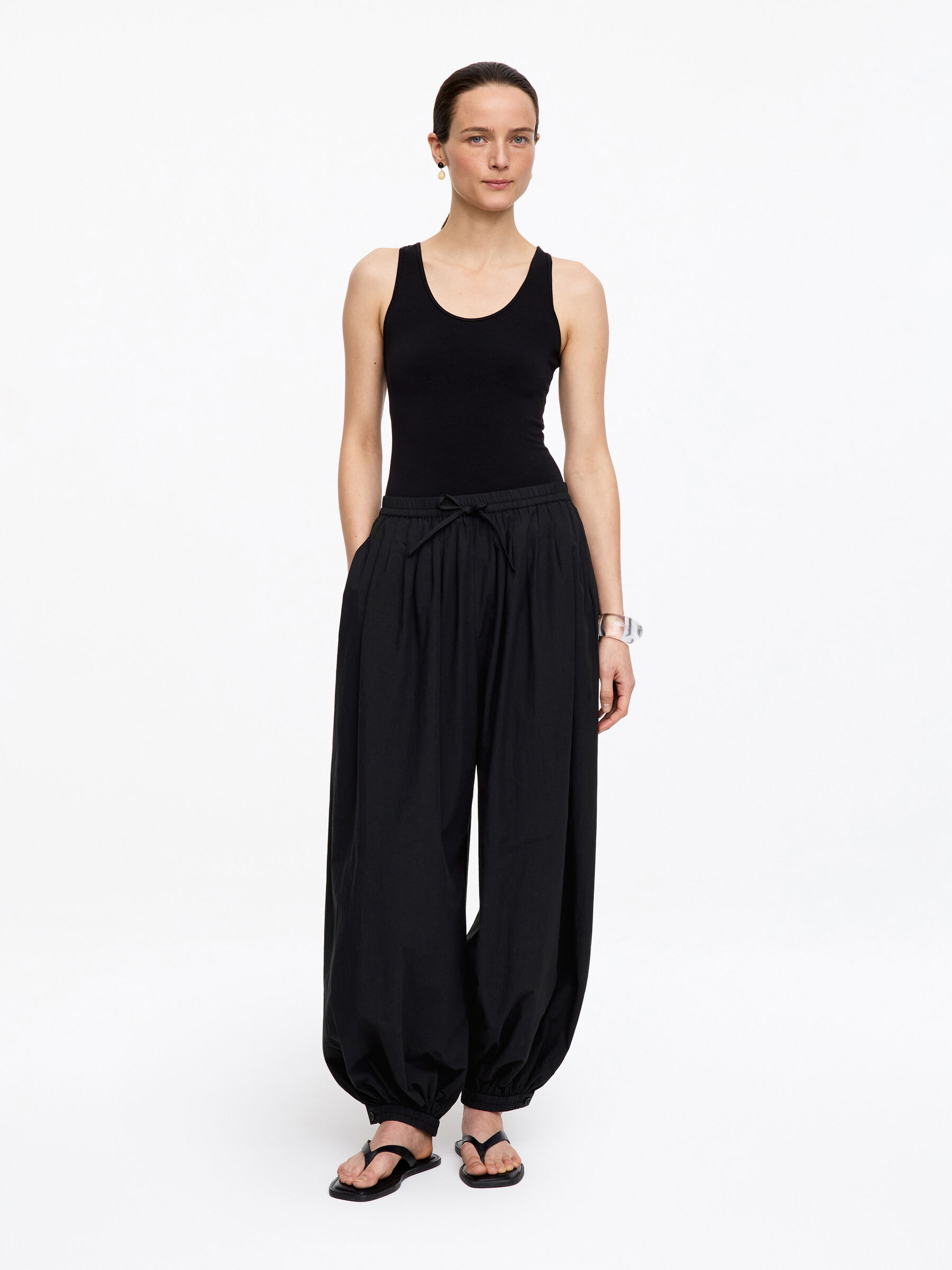 Balloon Cotton Trousers-#272627-18439