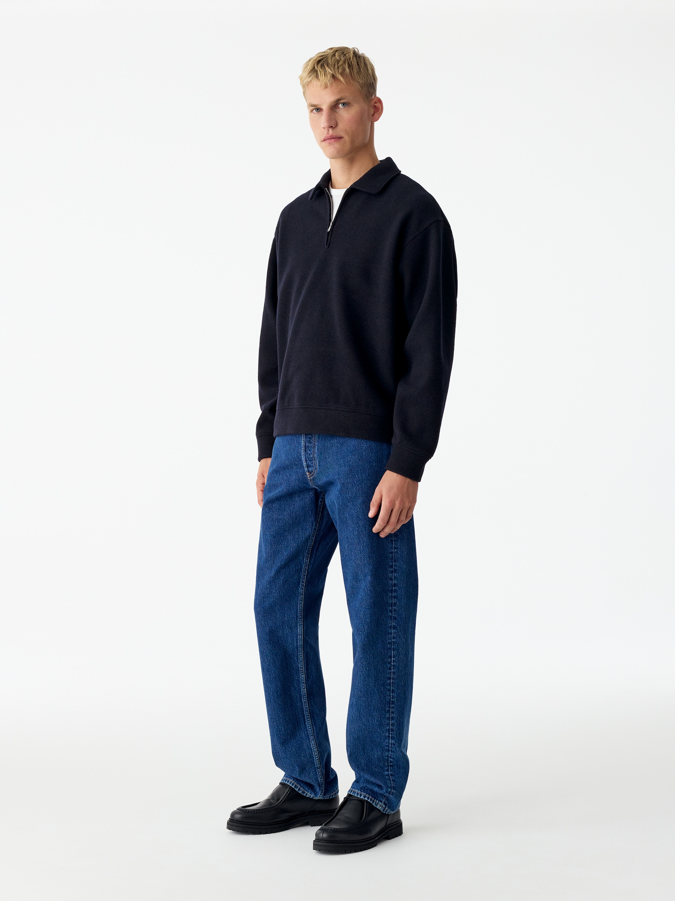 Maglione doppiato con mezza cerniera - Blu scuro - Relaxed fit - men - StillMedia/Lookbook - 4