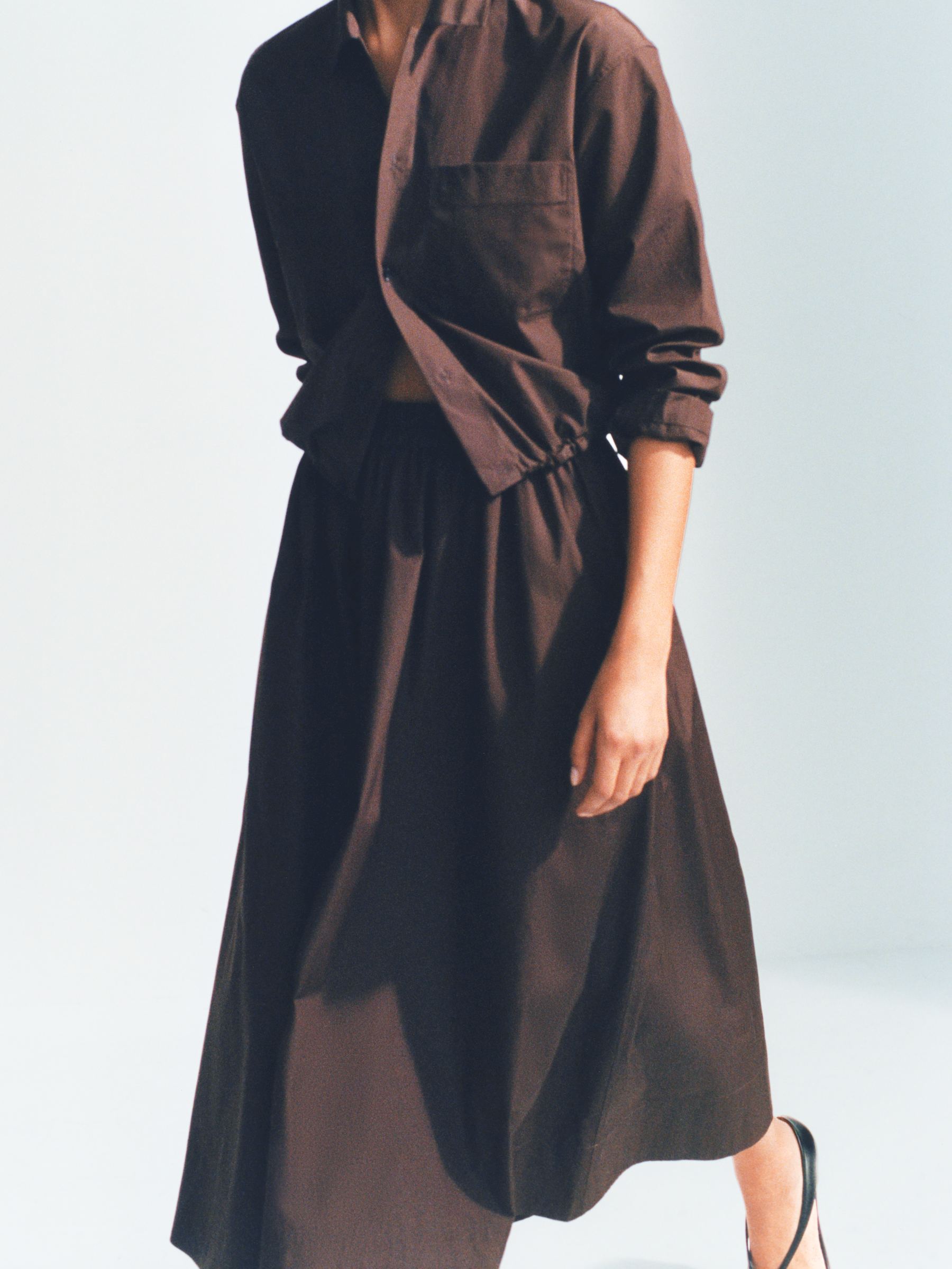 Jupe en popeline de coton - Marron foncé - Regular fit - Femme - StillMedia/Environmental - 1