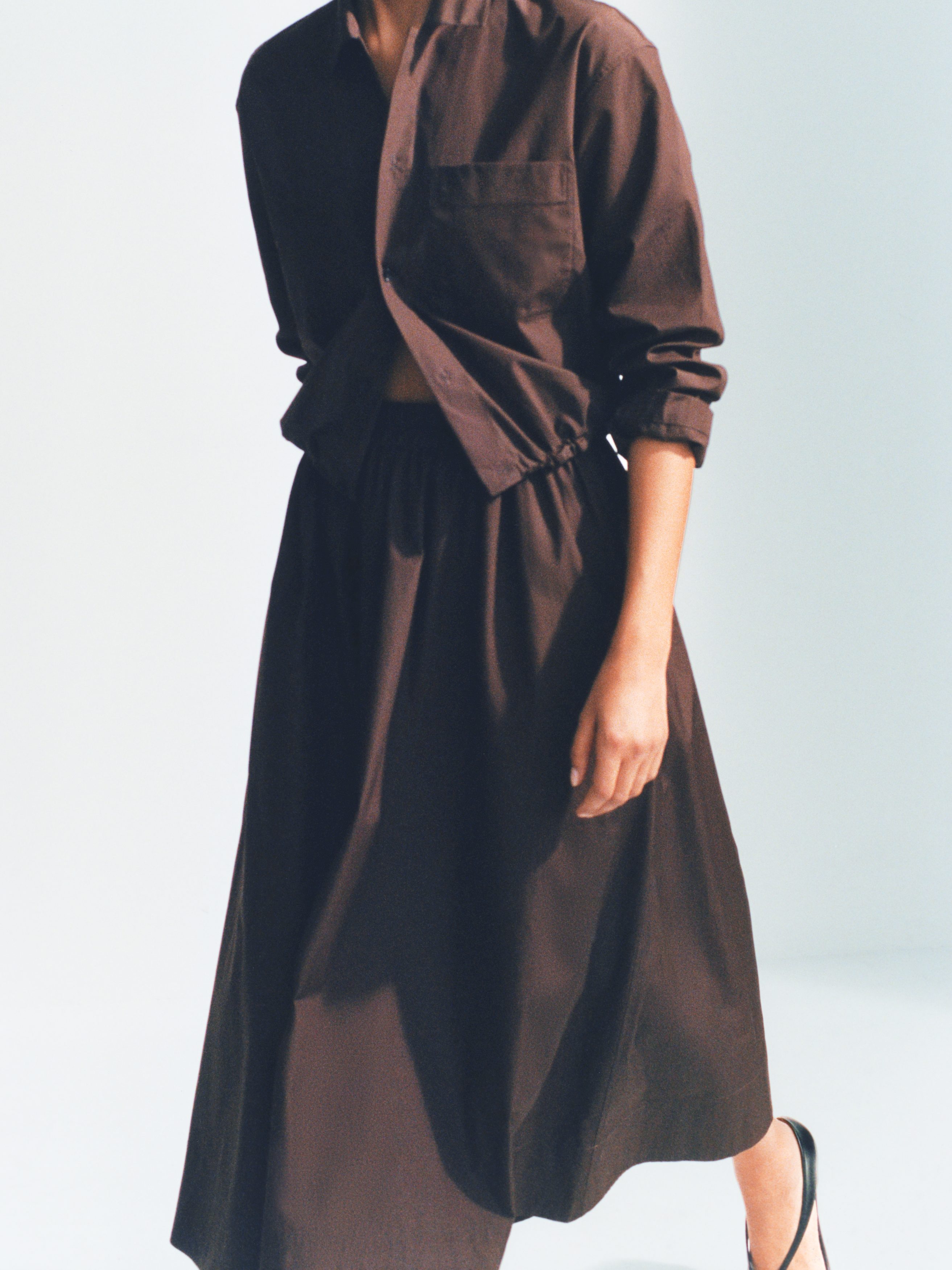 Cotton Poplin Skirt - Dark Brown - Regular fit - Women - StillMedia/Environmental - 1