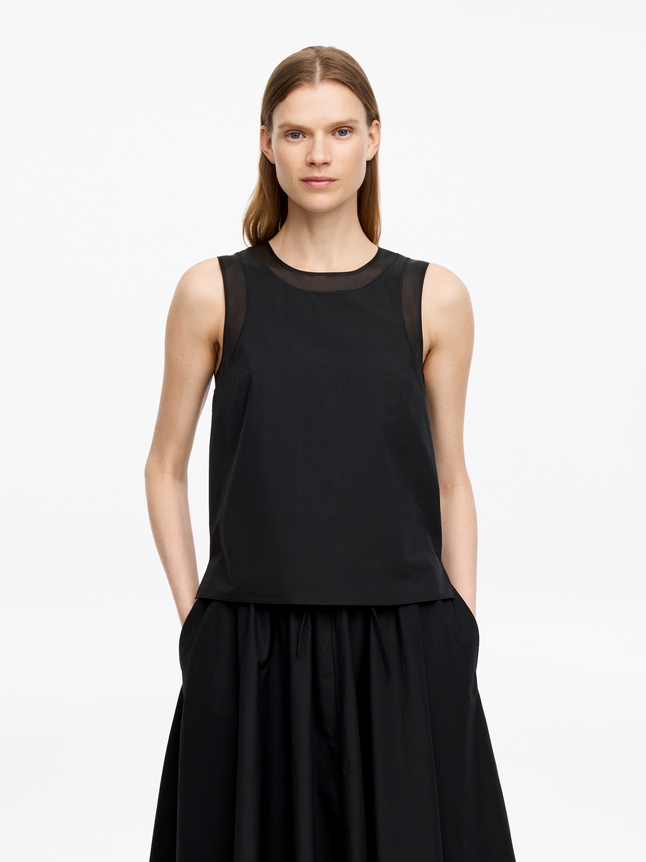 Organza-Trim Tank Top – Black – ARKET GB