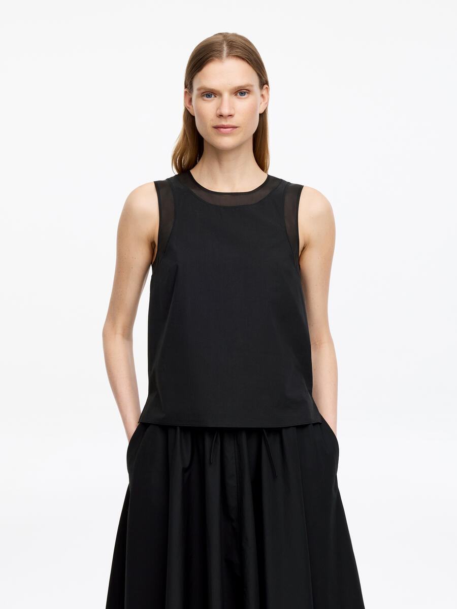 ARKET Women's  Organza-Trim Tank Top Black,  size 36