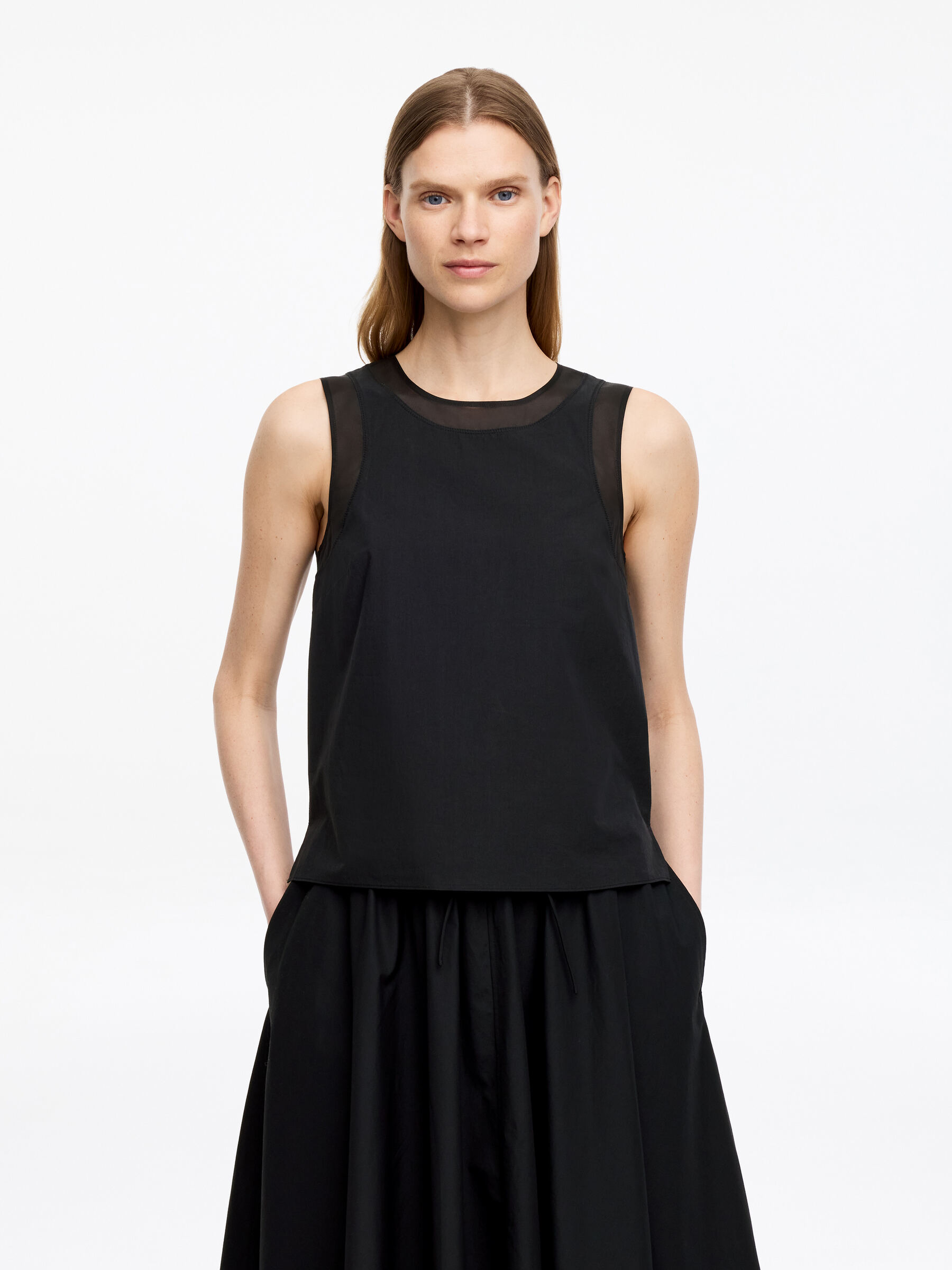 Tanktop mit Organzadetail-#272627-19073