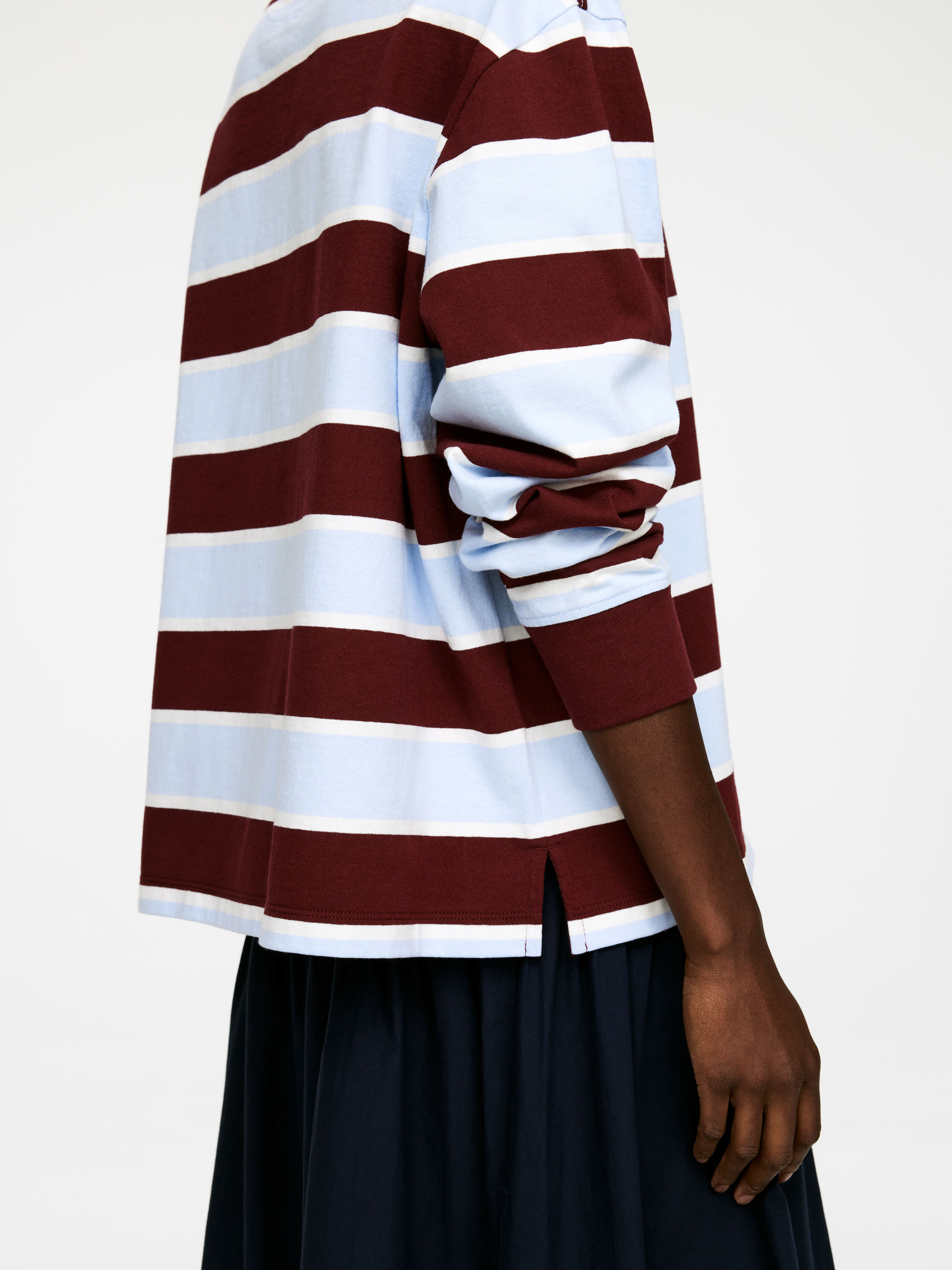 Cotton Polo Shirt - Dark Red/Blue - Regular fit - Women - StillMedia/Lookbook - 5
