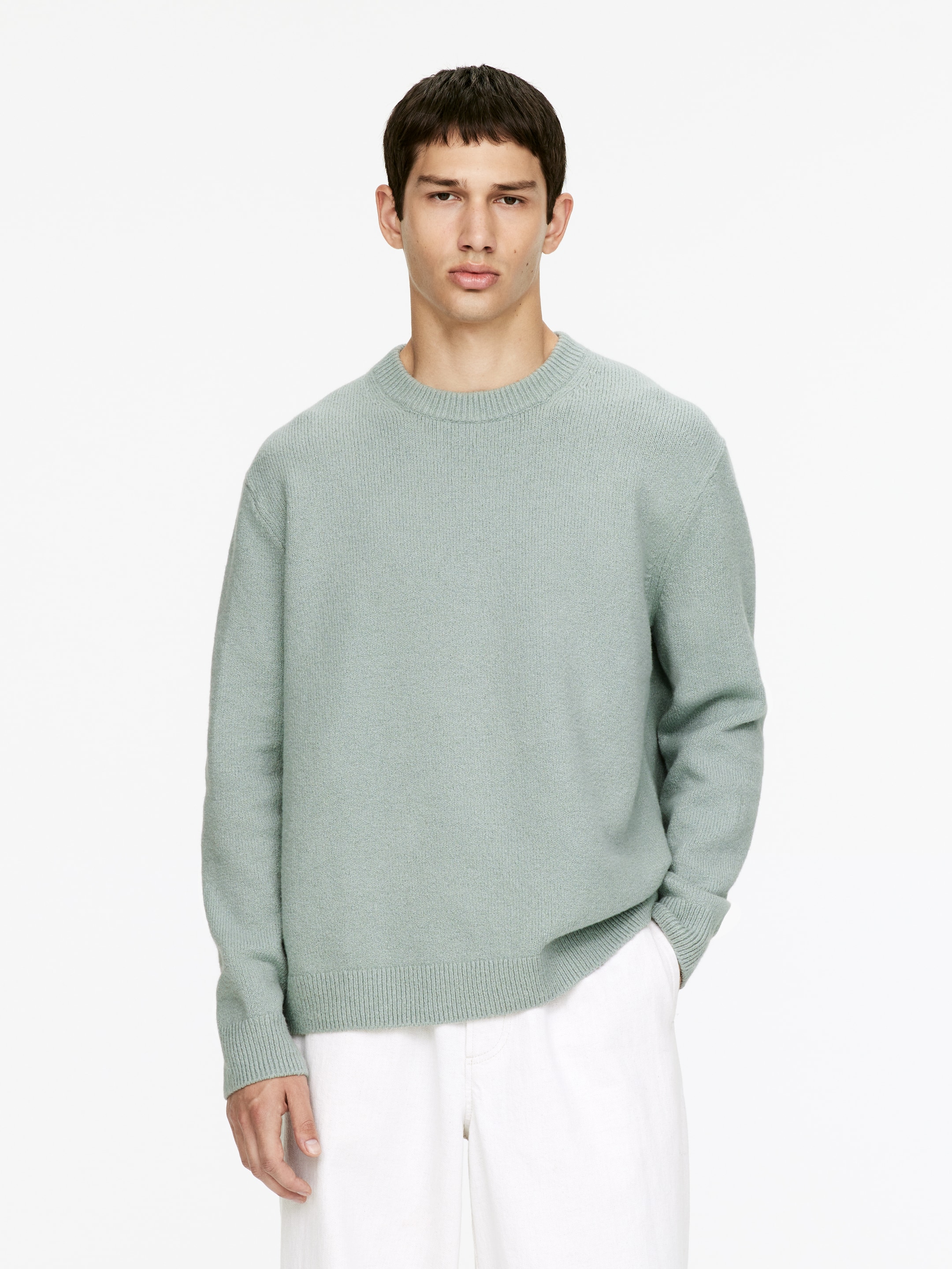 Zobacz większy obraz: Sweter z mieszanki bawełny - Zakurzony miętowy - ON | H&M PL 1