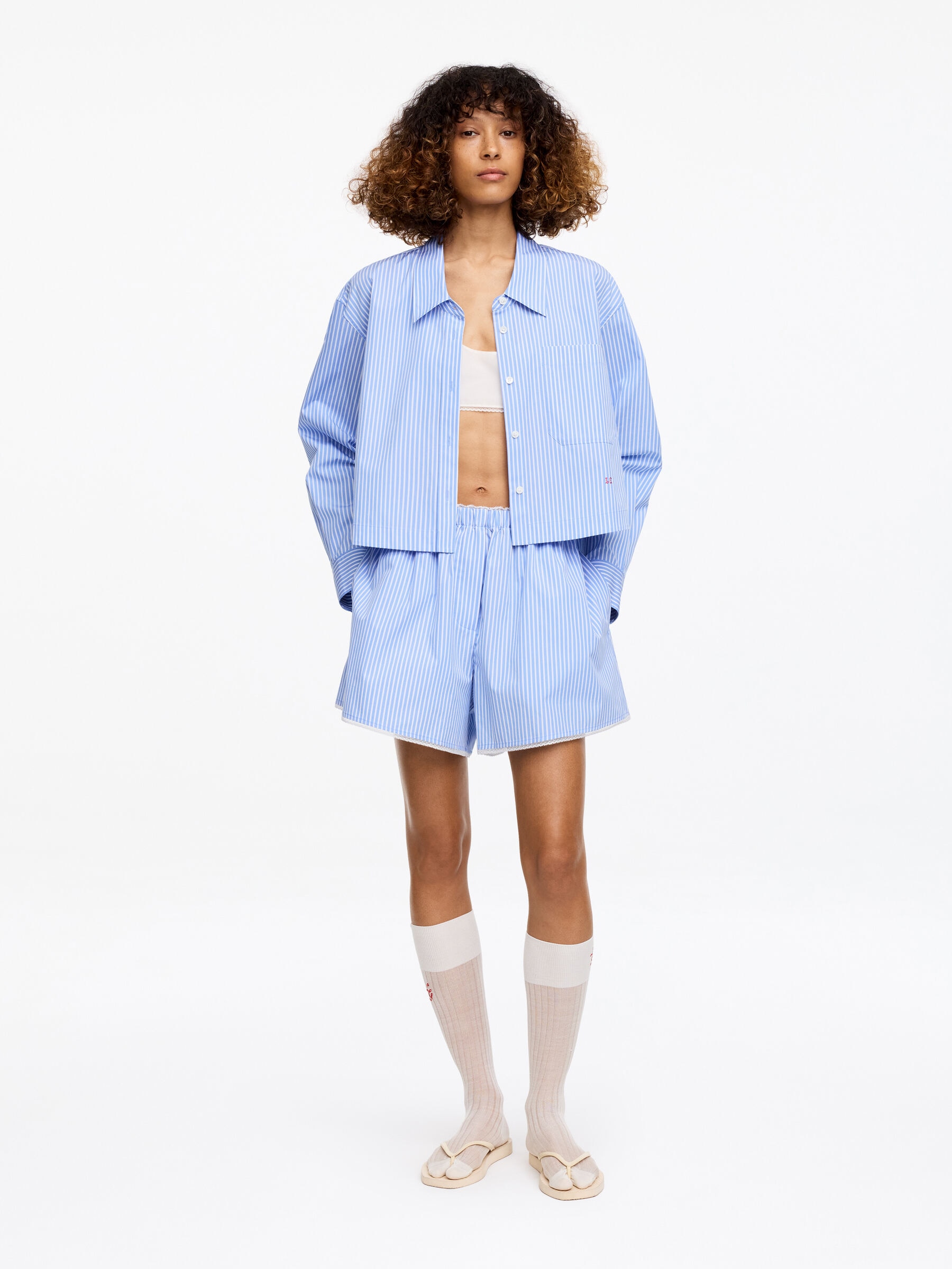 ARKET and Laila Gohar Lace-Trim Shorts-#91A0CF-18763