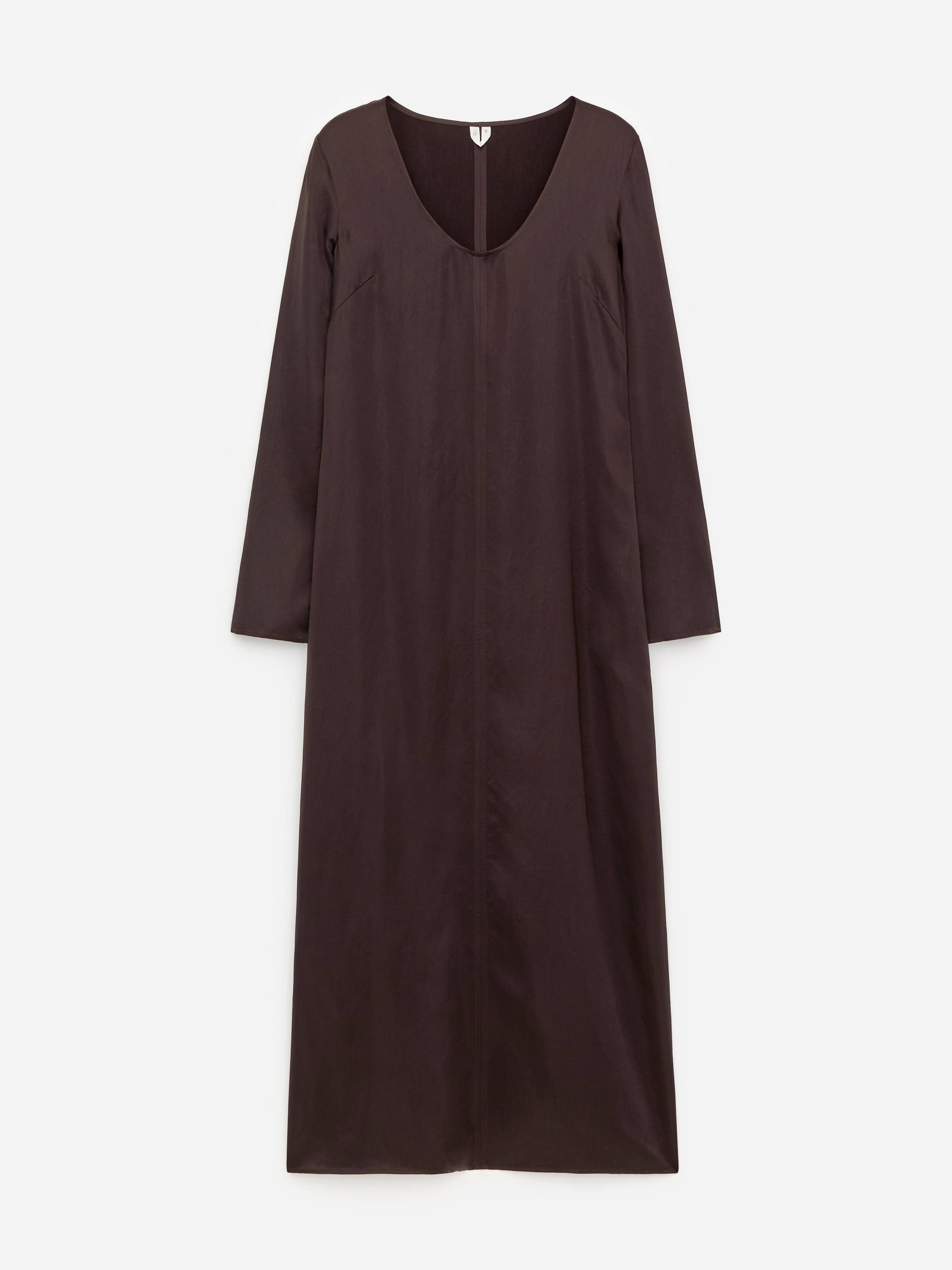 Vestido de satén con escote redondo - Brown