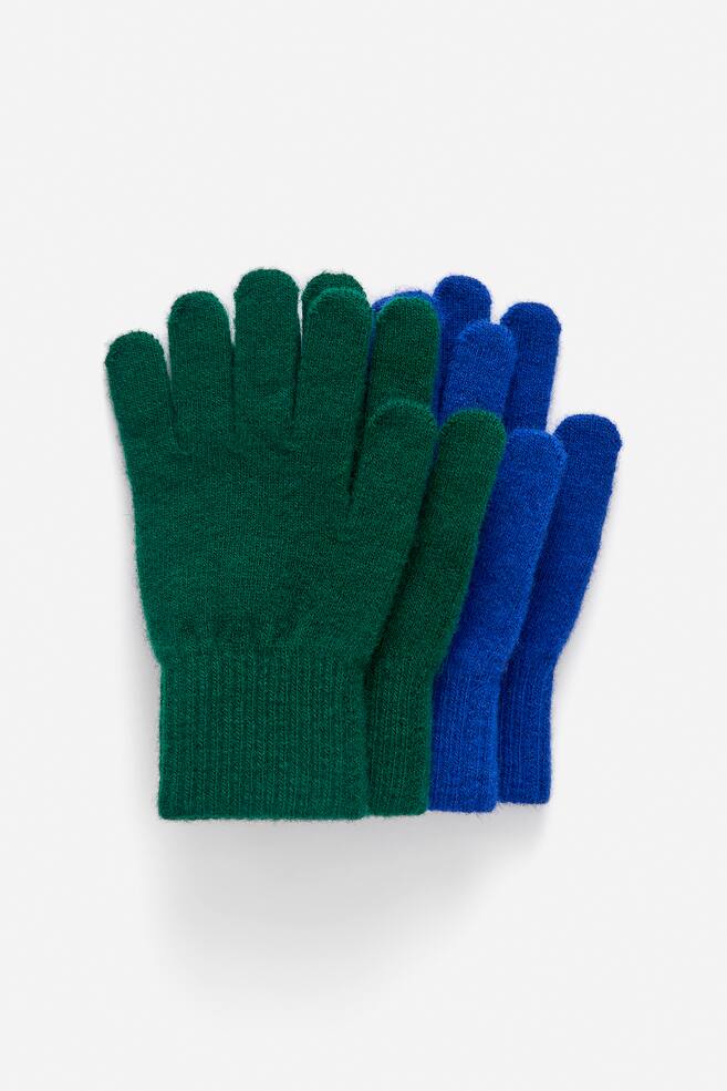 Wool Gloves Pack of 2 - Green/Blue/Black/Grey/Lilac/Red - 1