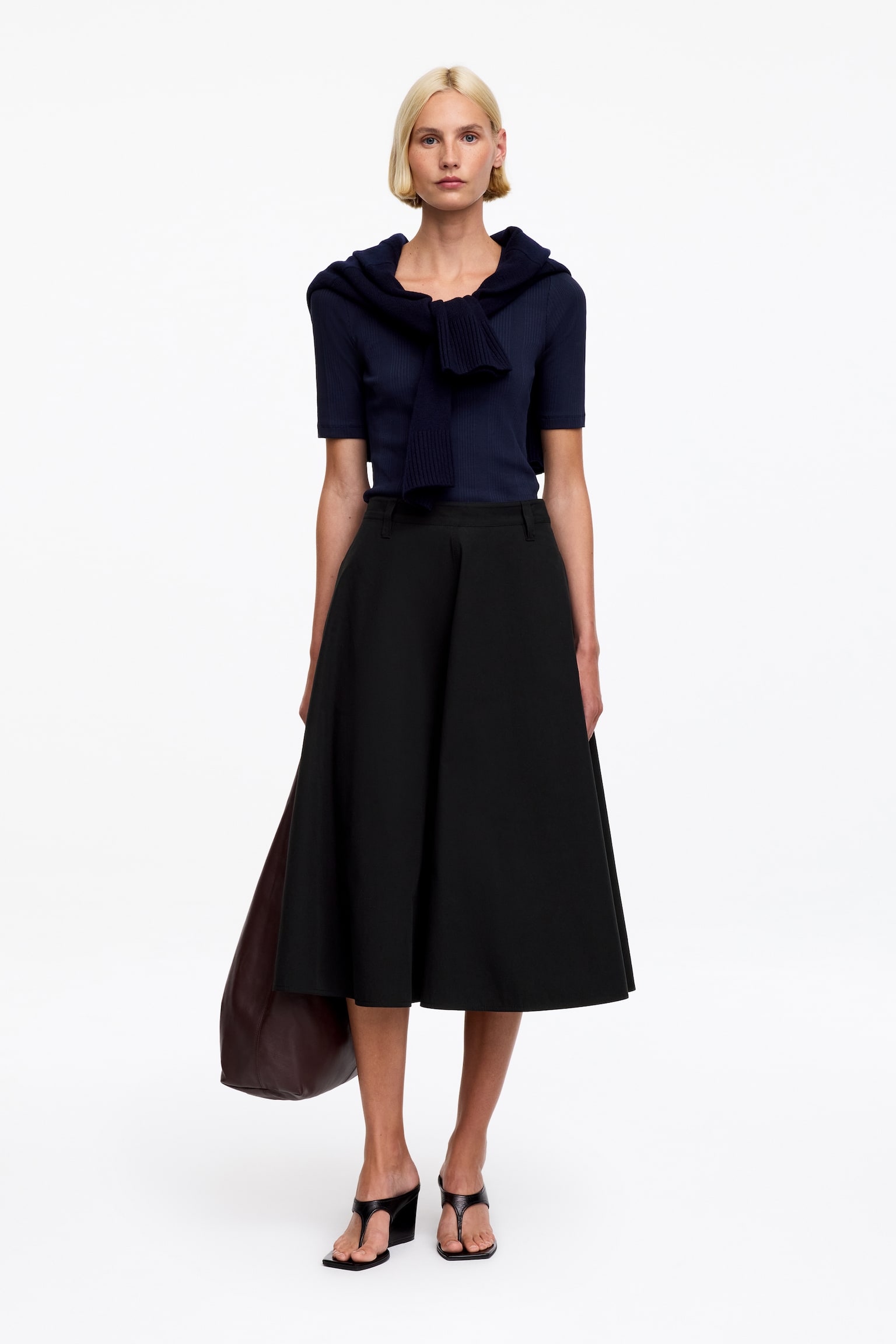 Jupe cercle en coton - Noir - 1