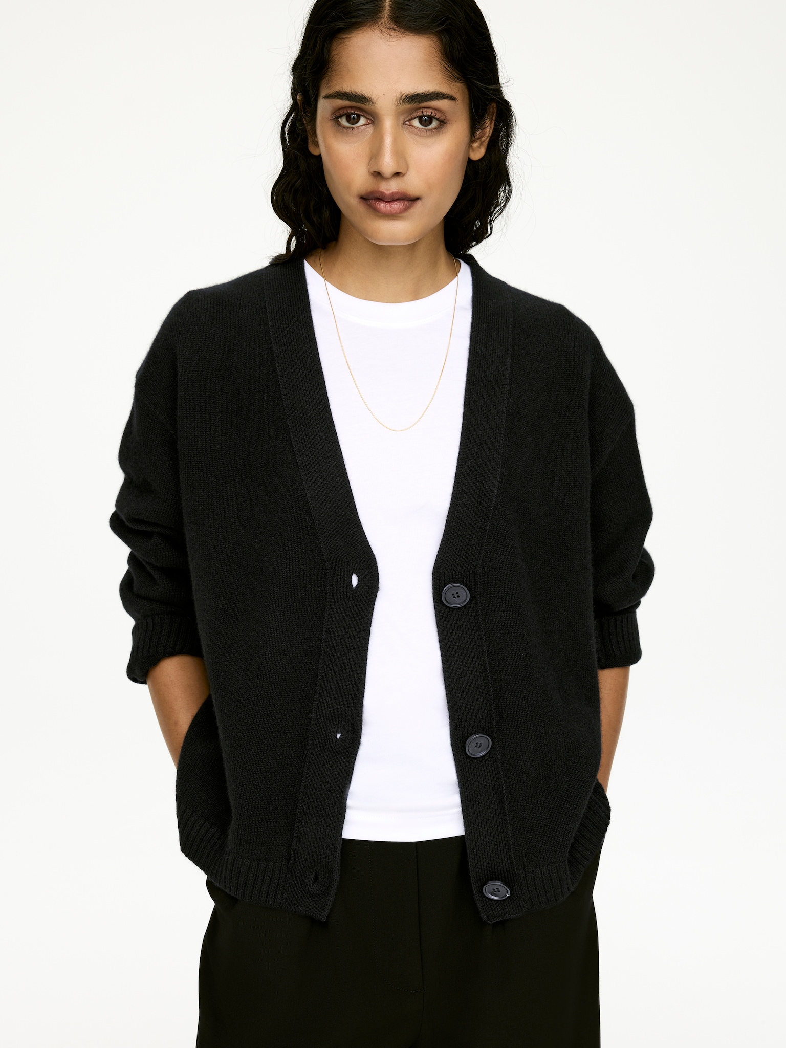Cardigan en laine et cachemire - Noir/Gris chiné - 3