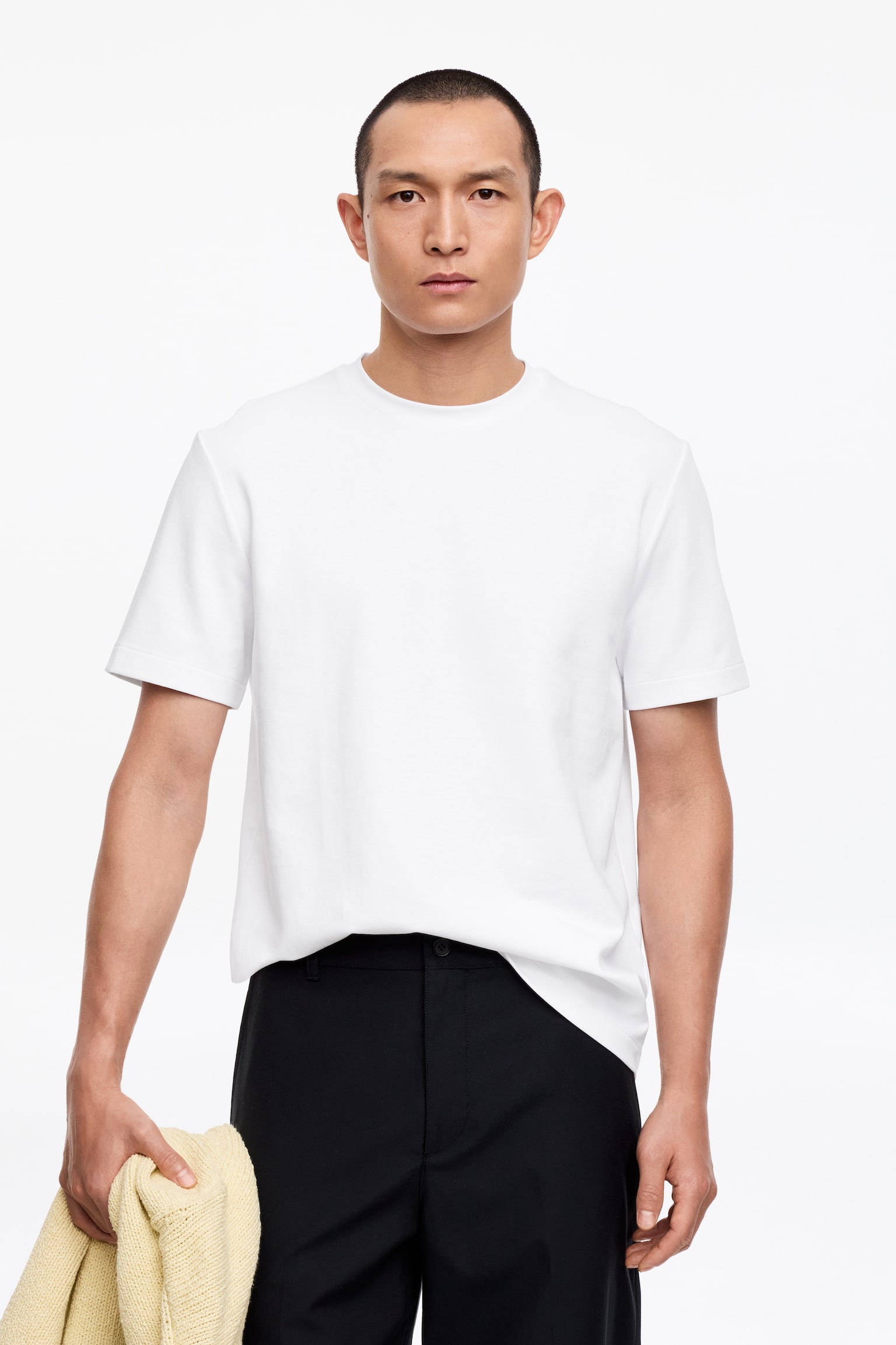 Regular interlock T-shirt - Vit/Svart - 1