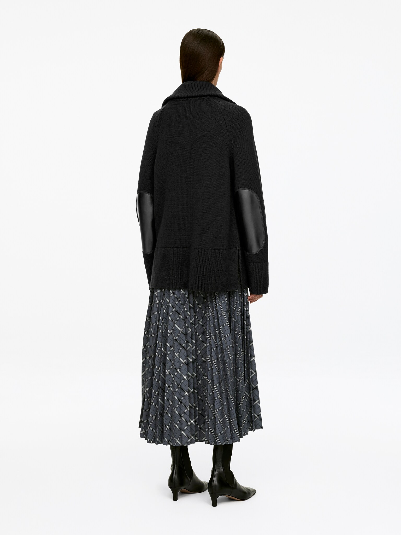 Pull demi-zippé en laine et coton - Noir - 4