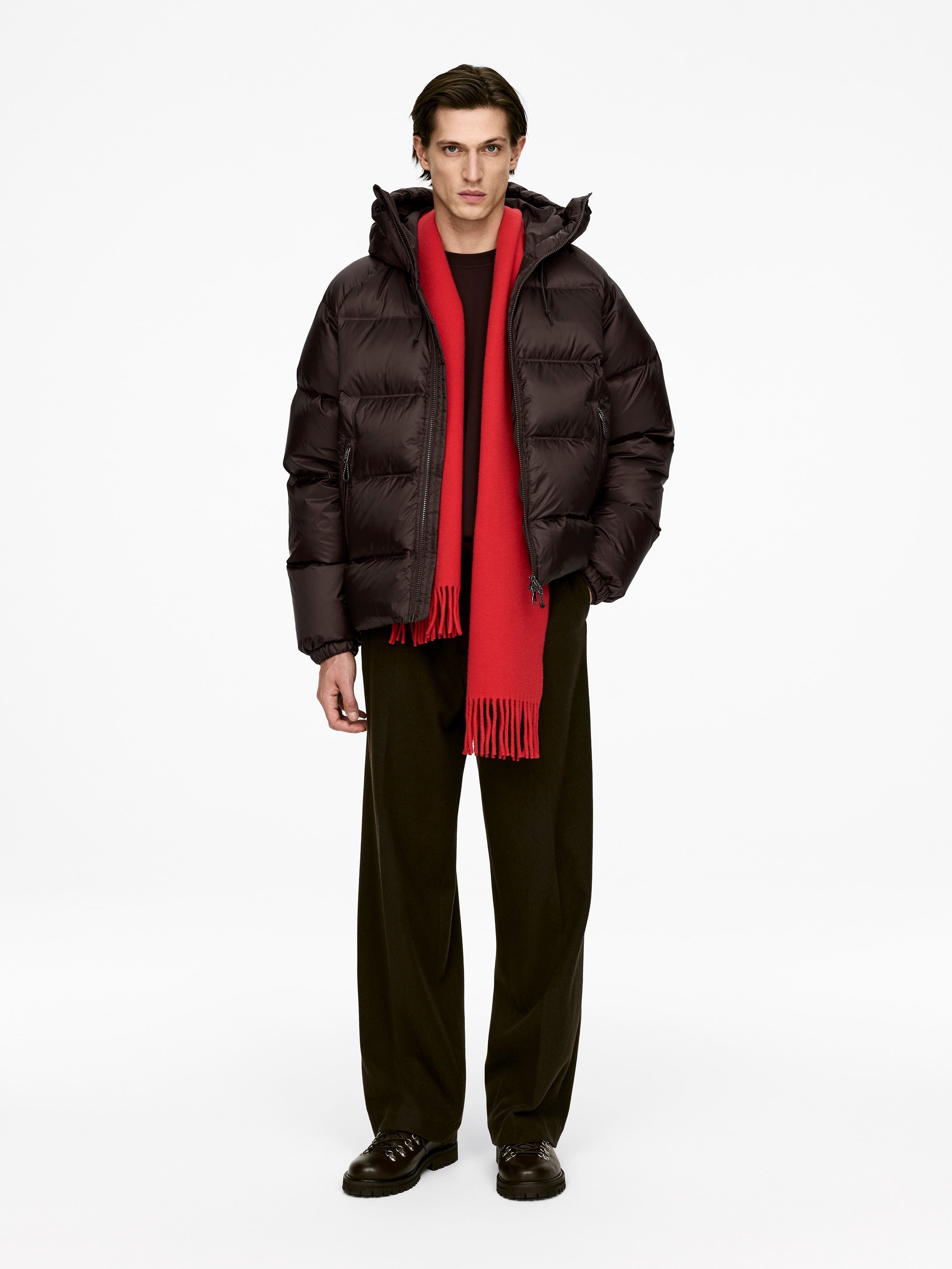 Αθλητικό μπουφάν από ανακυκλωμένο πούπουλο - Σκούρο Καφέ/Μαύρο/Σκούρο Πράσινο/Πορτοκαλί