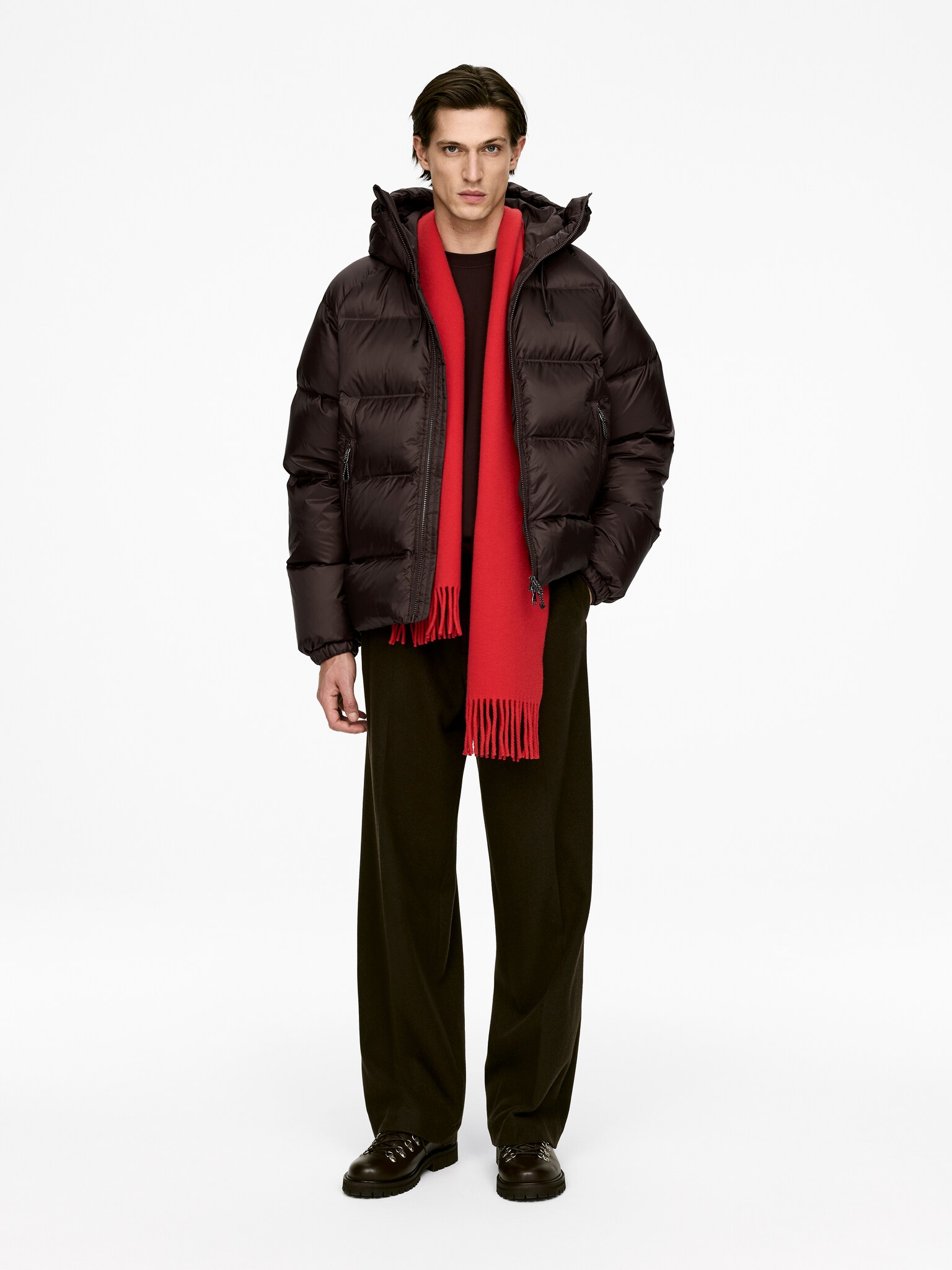 Veste de sport Upcycled Down - Marron foncé/Noir/Vert foncé/Orange - 1