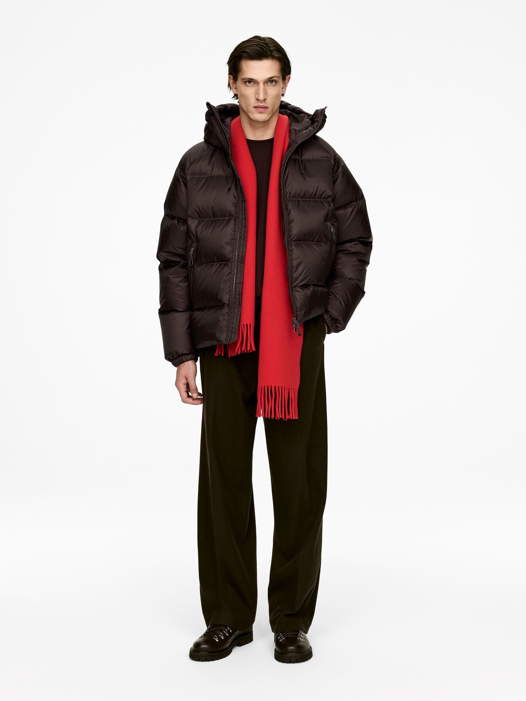 Upcycled Down Sporty Jacket-#3C3533-16939