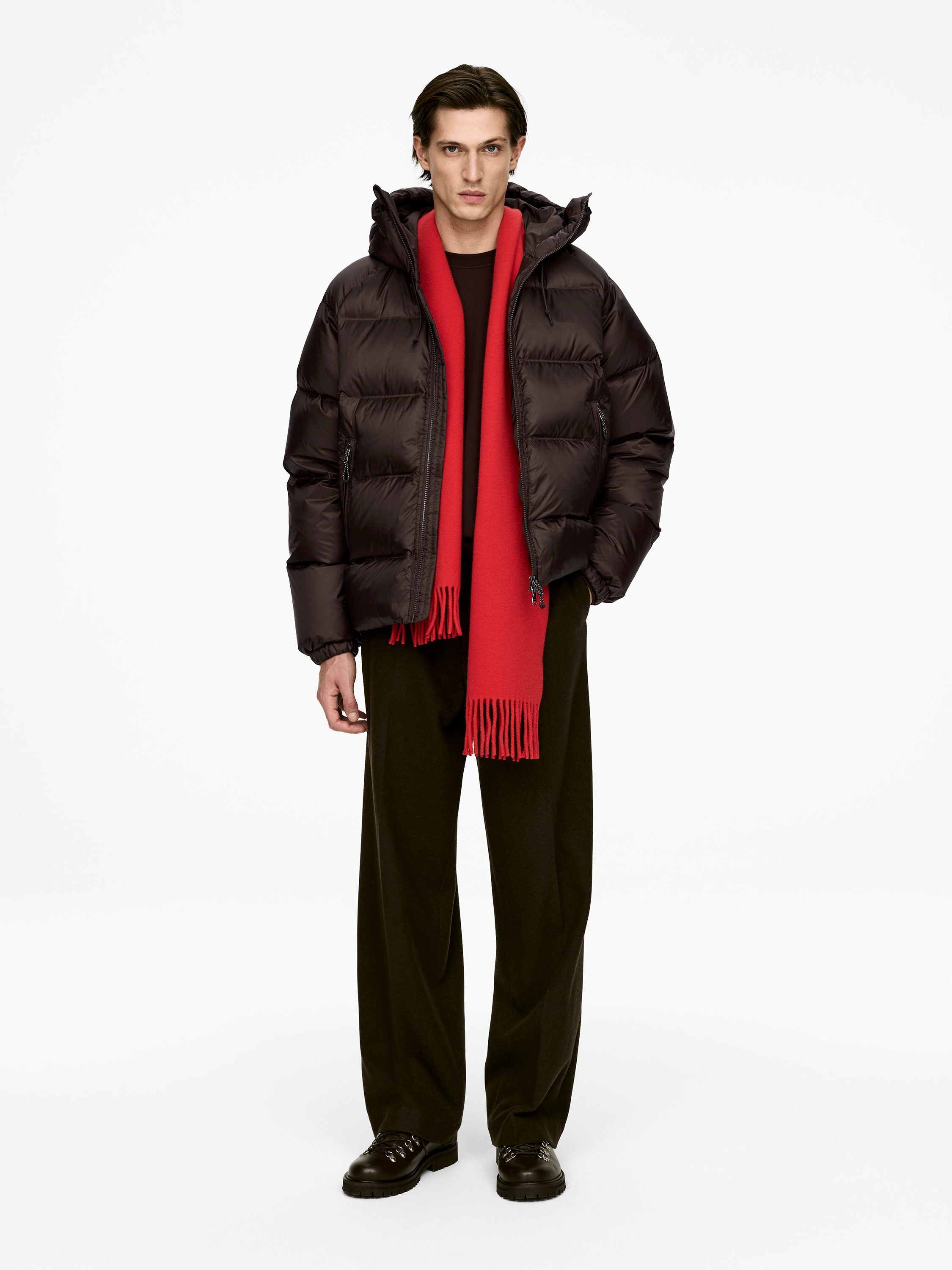 Upcycled Down Sporty Jacket-#3C3533-16939