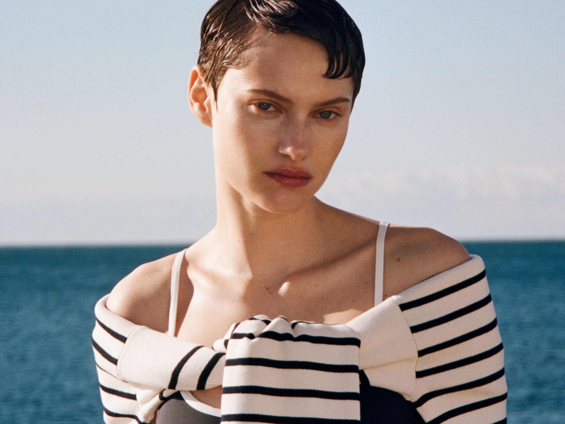Pull en coton - Blanc/Bleu foncé - Regular fit - Femme - StillMedia/Environmental - 1
