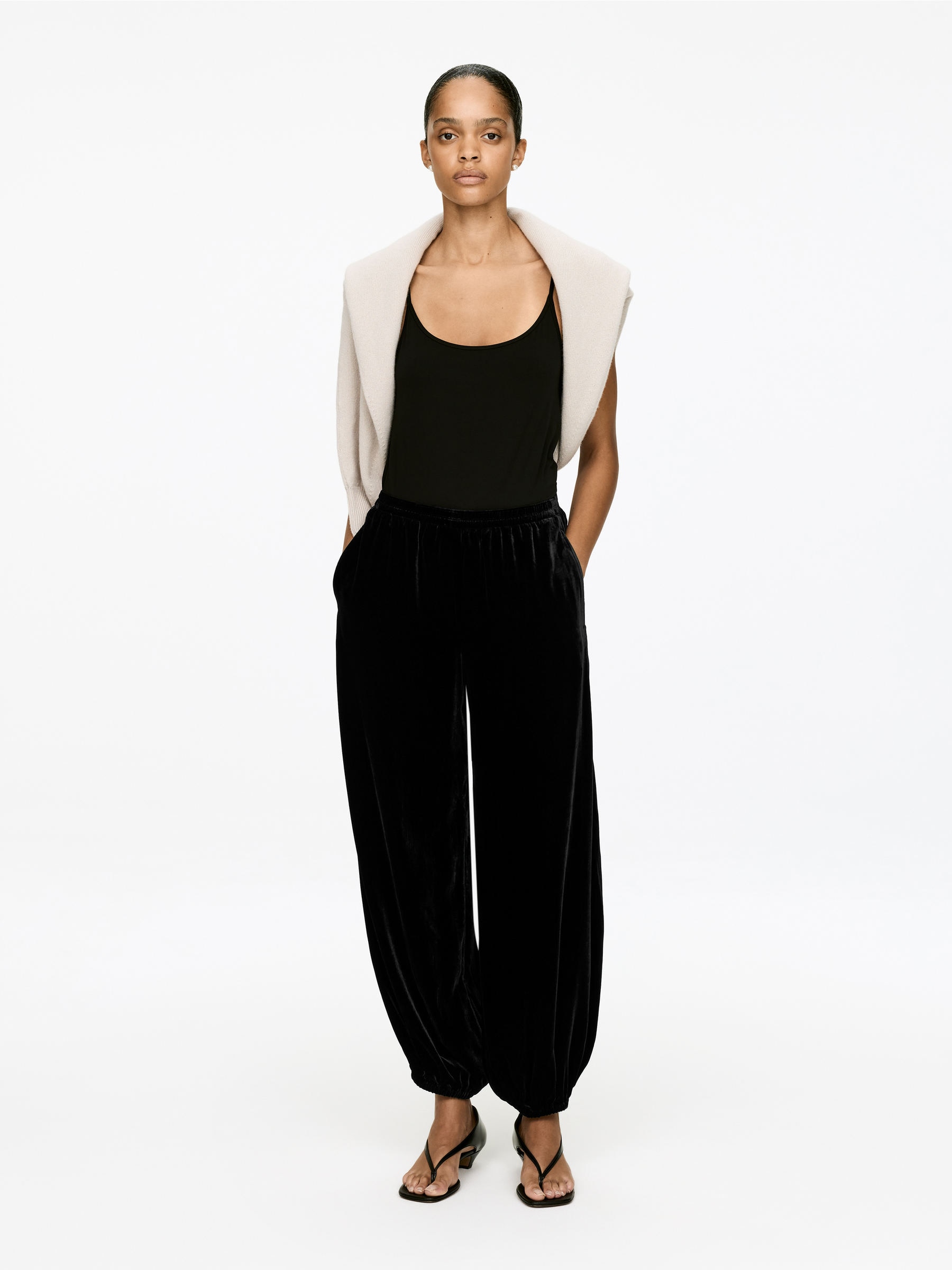 Fluid Velvet Trousers-#272627-17339