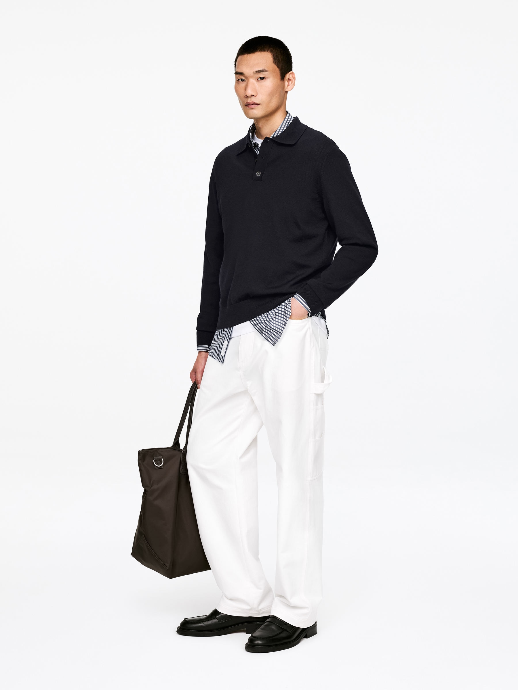 Polo en laine mérinos - Bleu foncé - Regular fit - Homme - StillMedia/Lookbook - 52