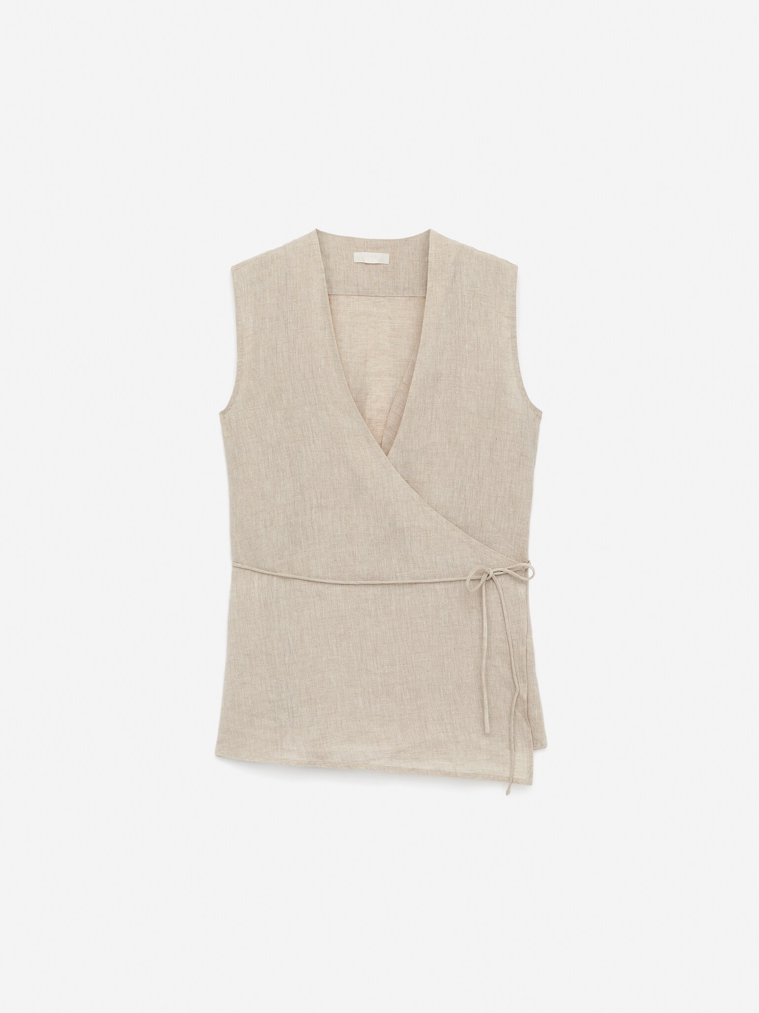 Haut cache-cœur en lin - Beige/Non teint/Noir - 2