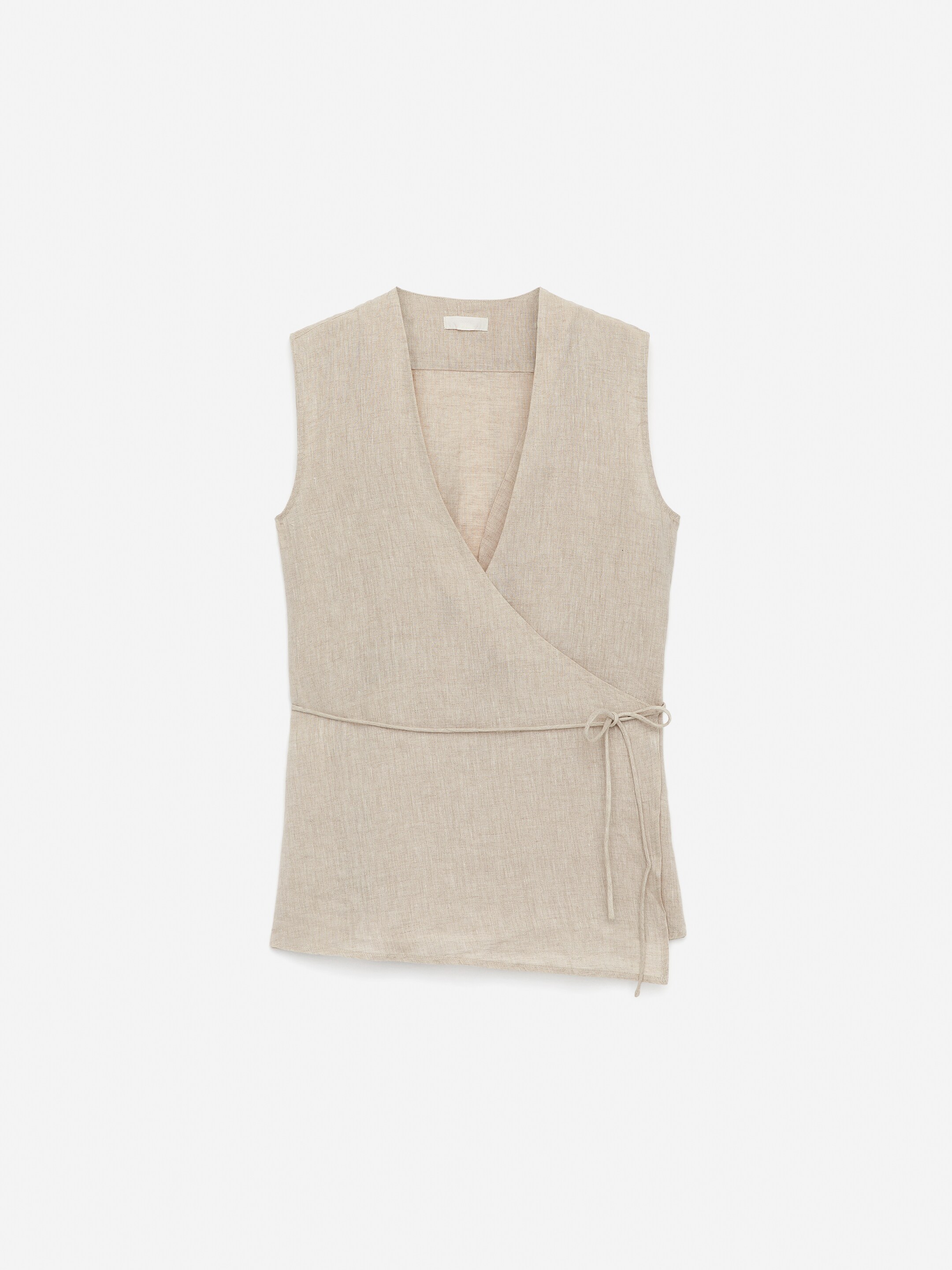 Ver imagen más grande: Top cruzado de lino - Beige/sin teñir - MUJER | H&M ES 5
