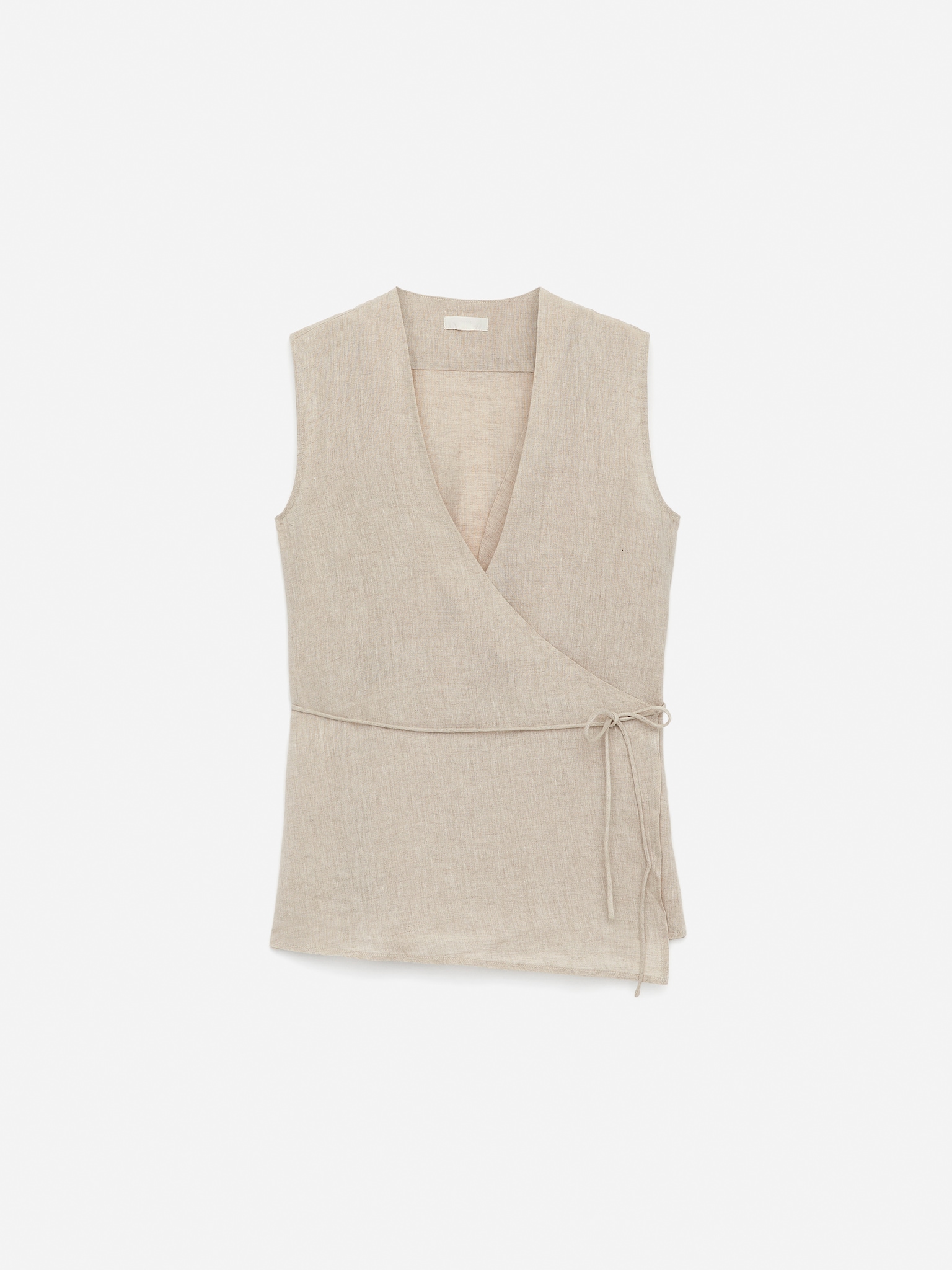 Top cruzado de lino - Beige/sin teñir/Negro - 2