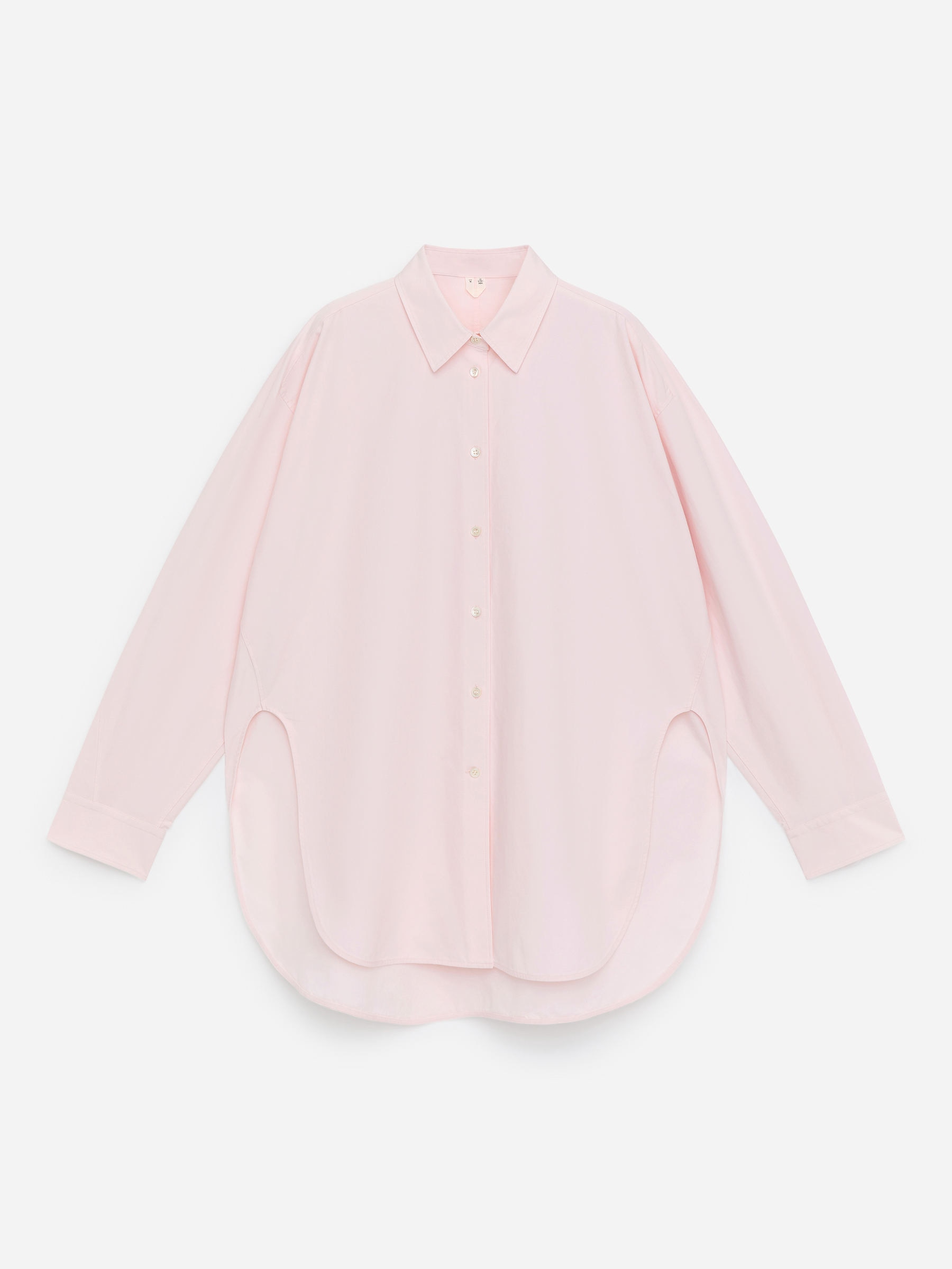 Curved Slit Shirt-Pink-17358