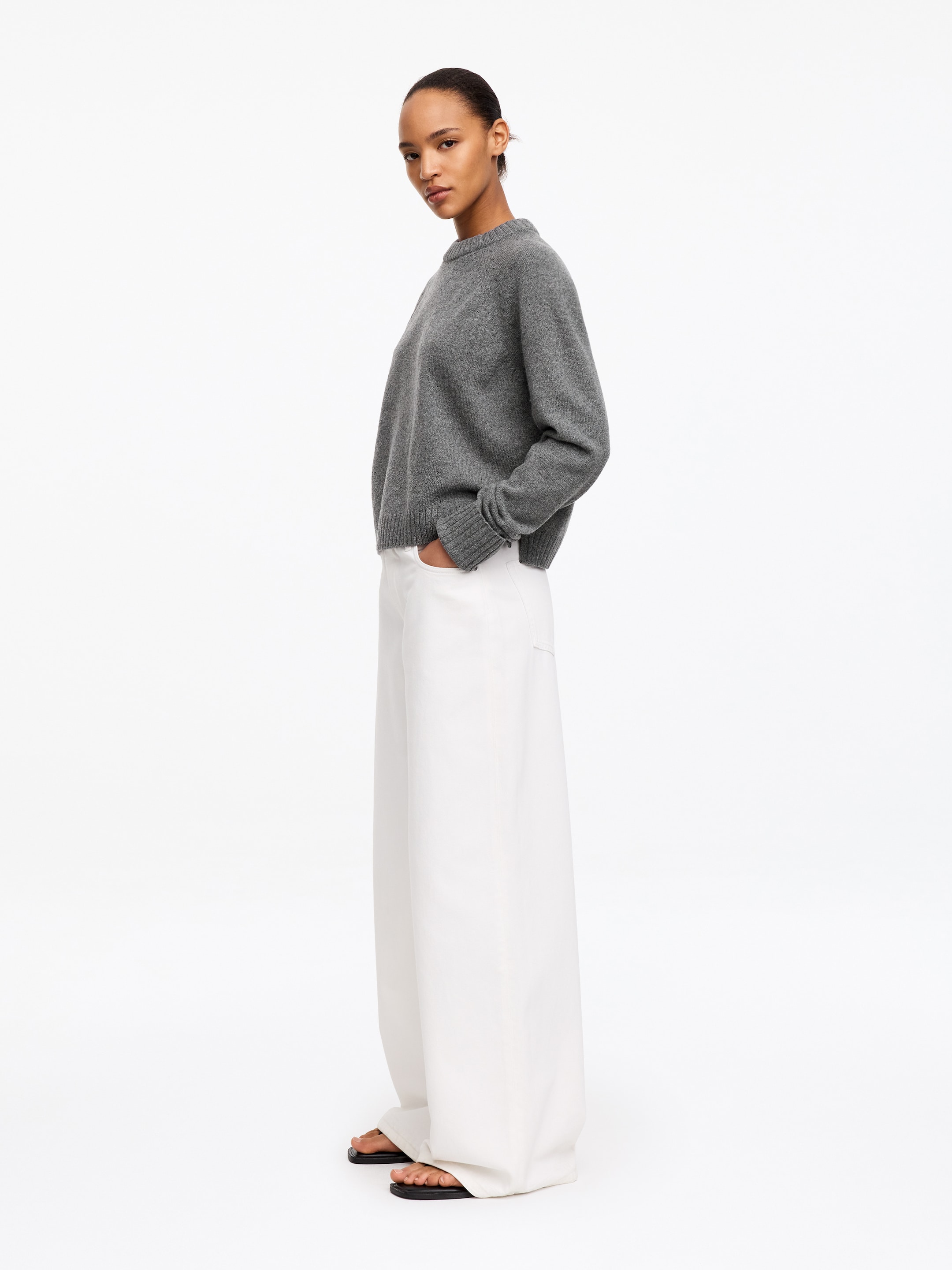 Folded Sleeve Wool Jumper - Grey - Regular fit - women - StillMedia/Lookbook - 5