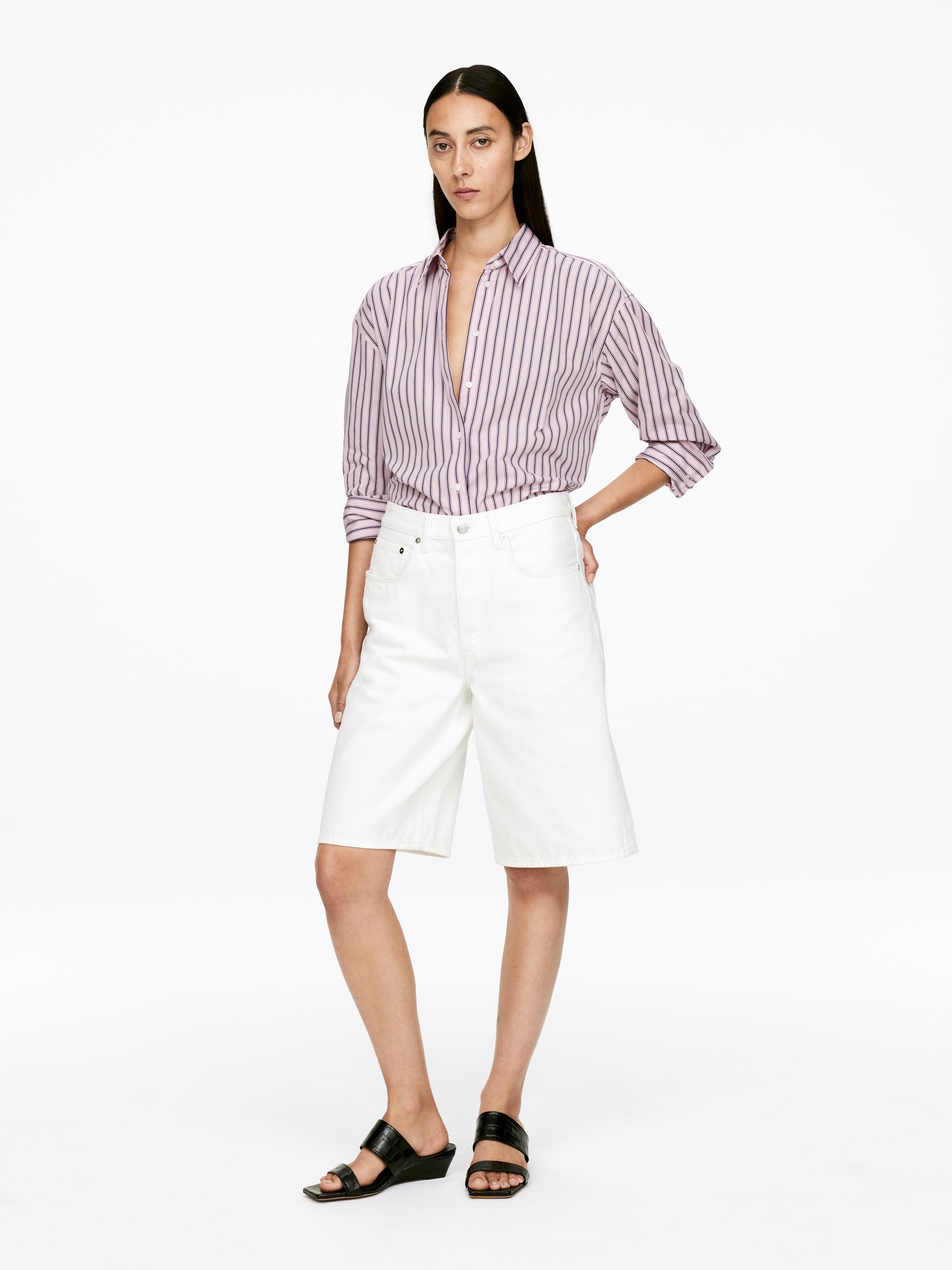 Cotton Poplin Shirt - Pink/Blue - Relaxed fit - Women - StillMedia/Lookbook - 6