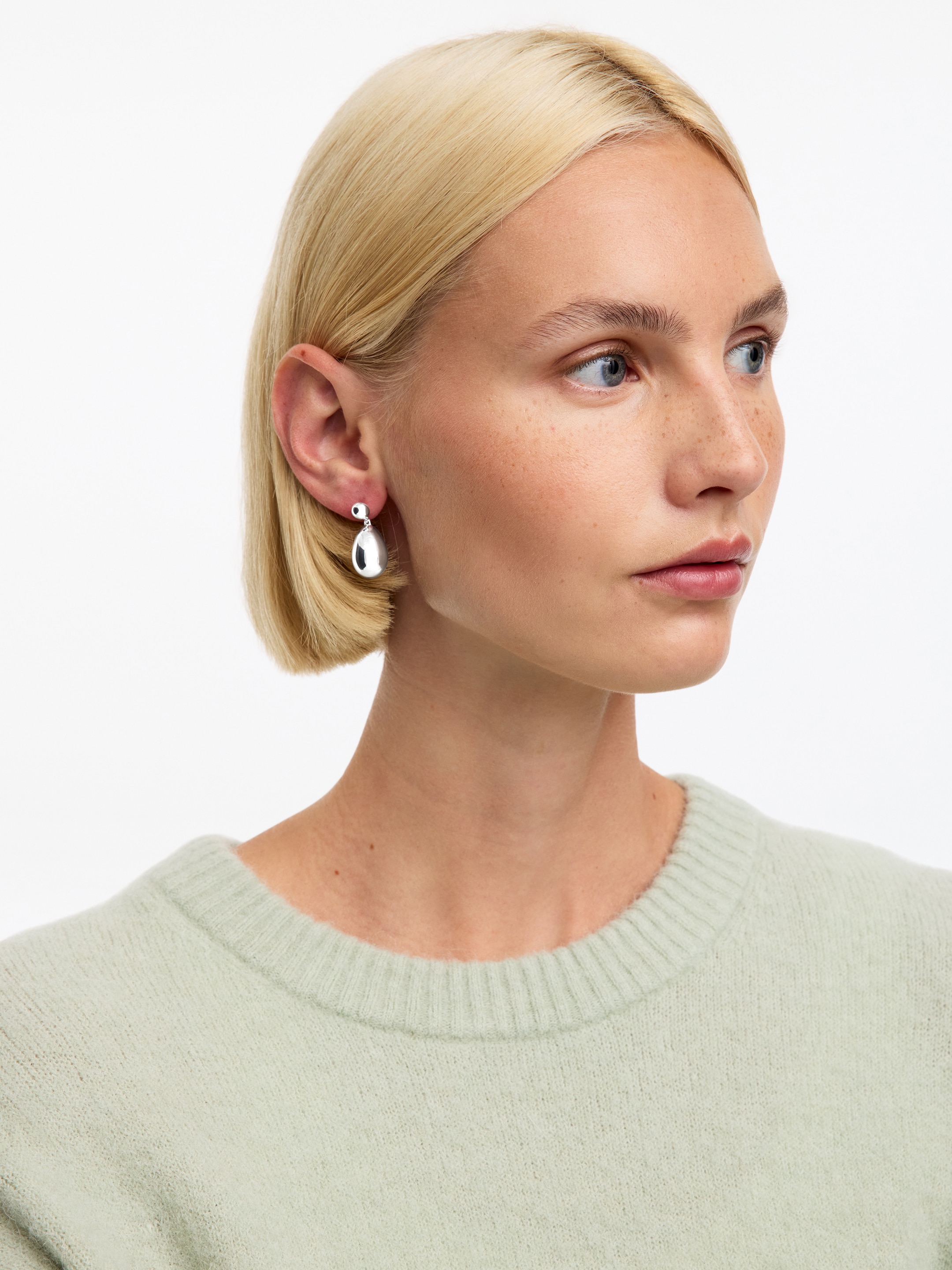 Drop Pendant Earrings-Silver-coloured-19740