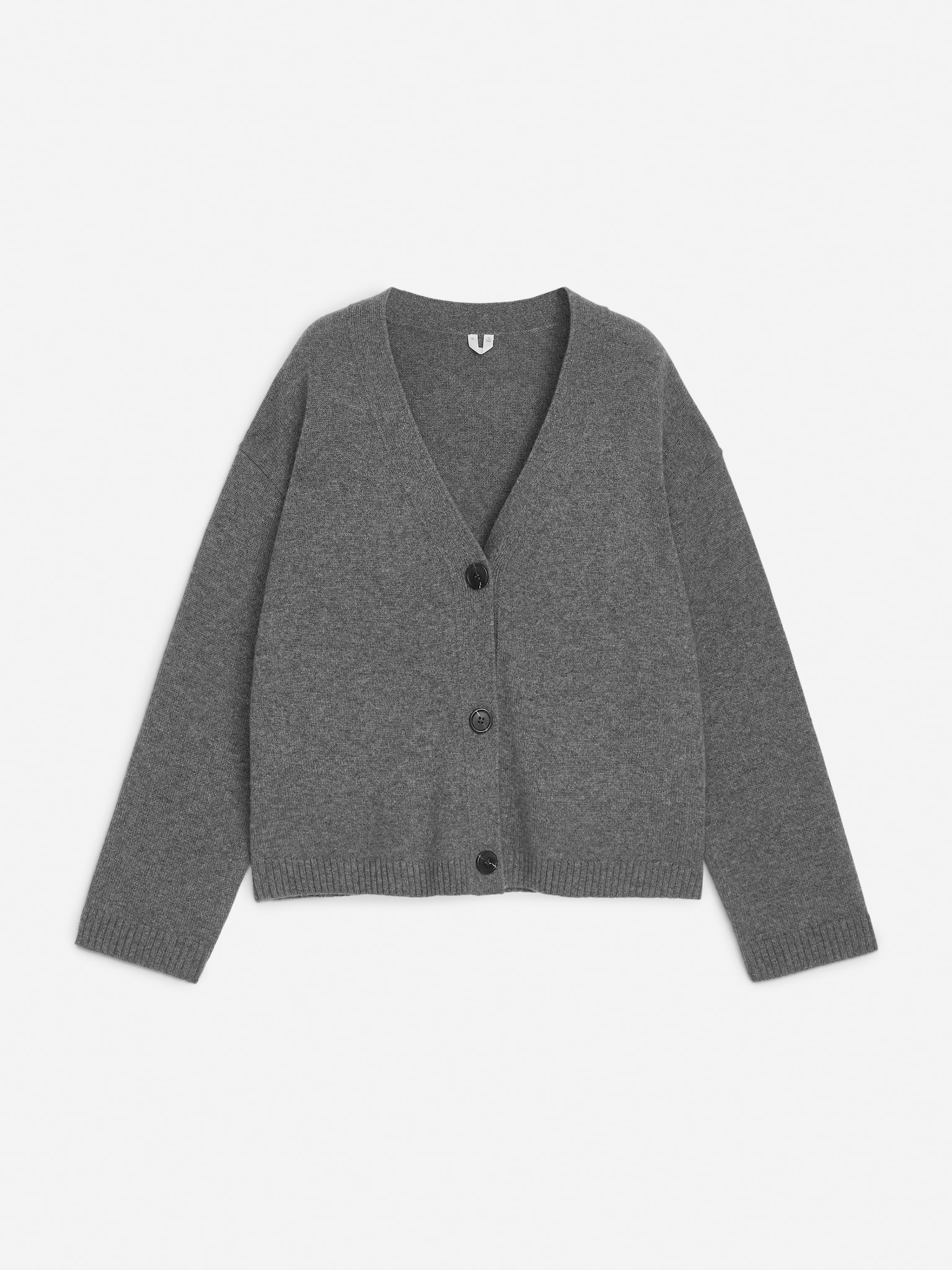 Cashmere-Wool Cardigan - Grey Melange/Black - 1