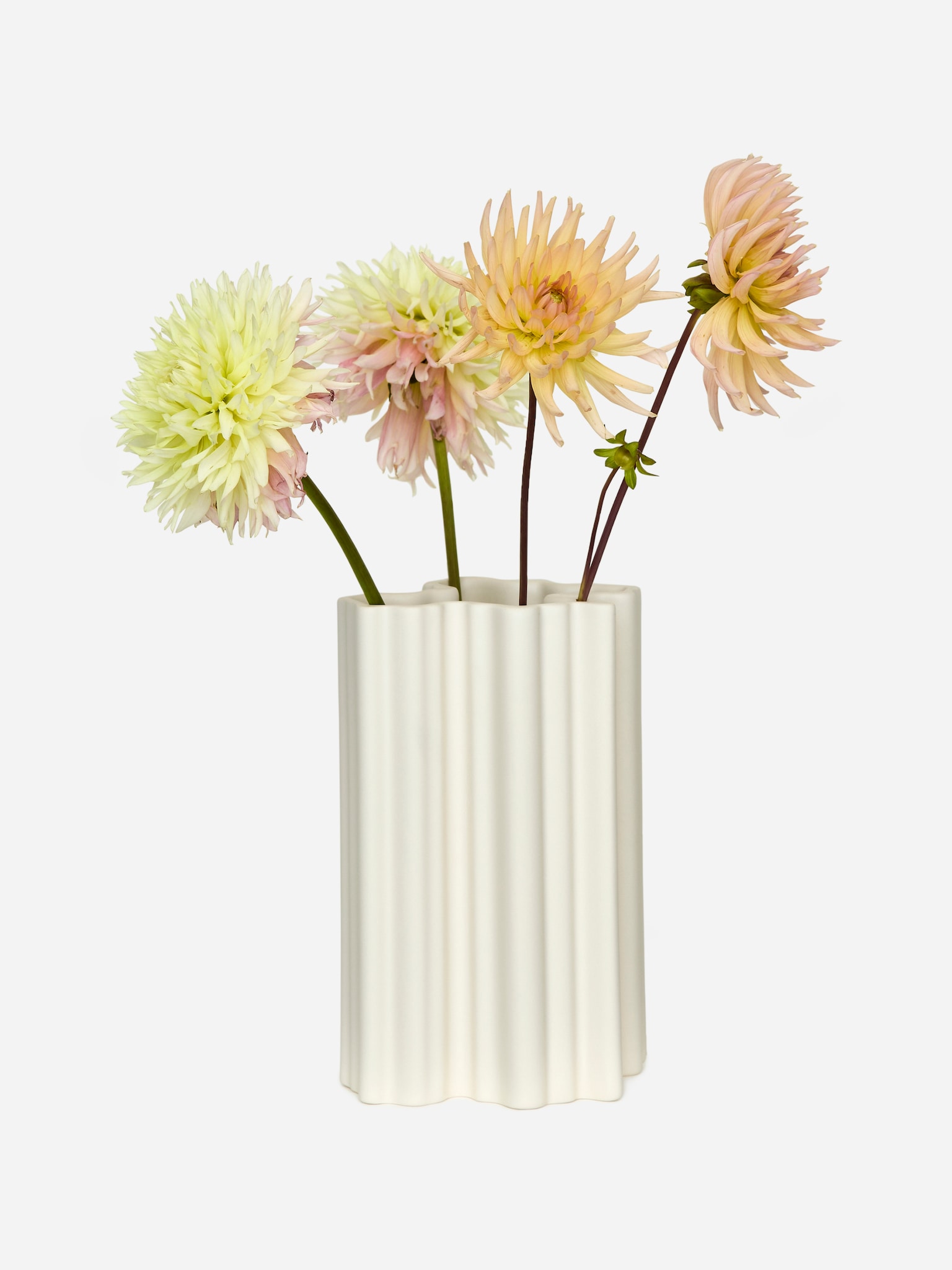 Blumenvase aus Keramik, 21 cm - Cremeweiß
