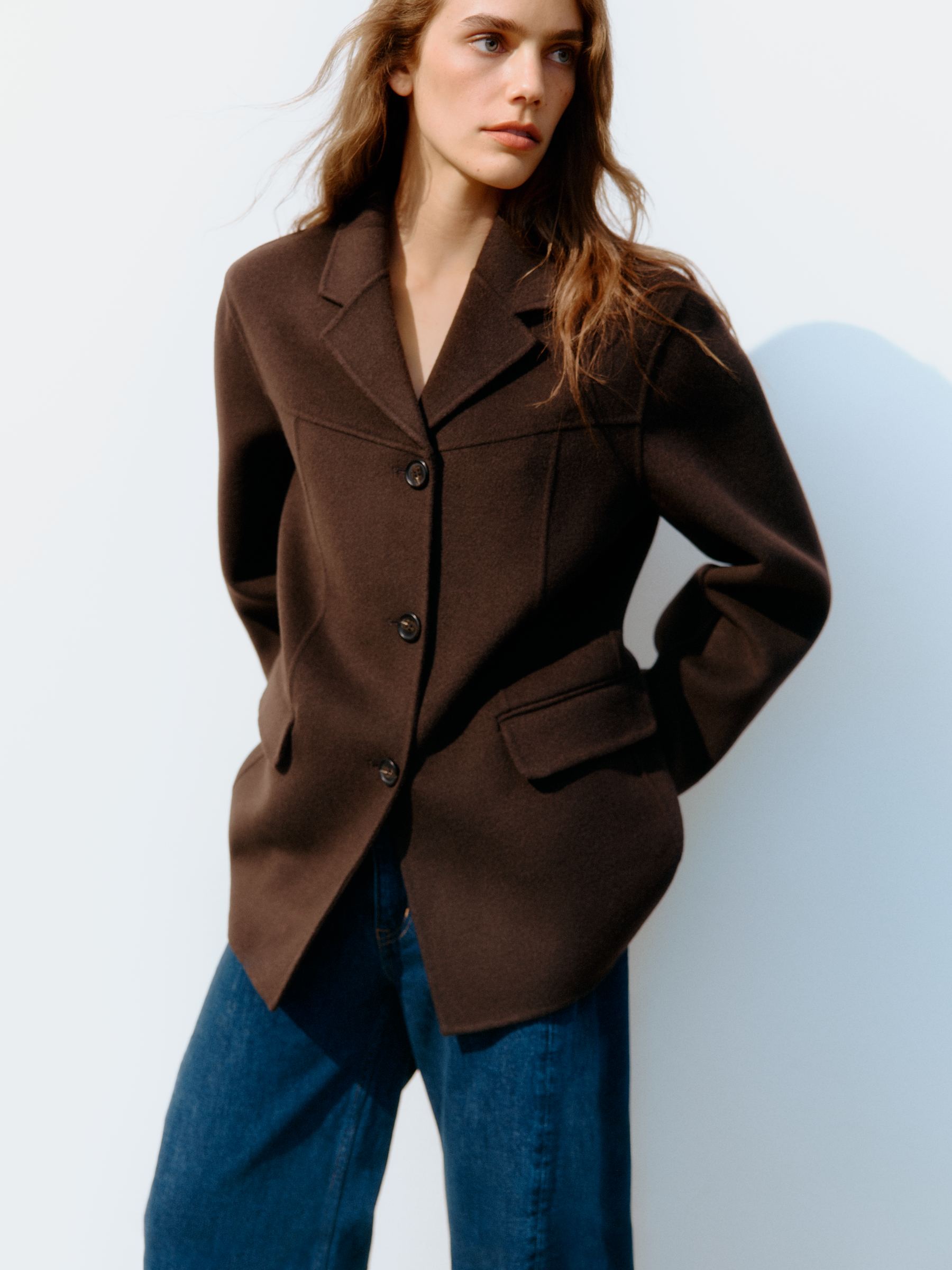 Kavaj i dubbelvävd ullblandning - Brun - Regular fit - Women - StillMedia/Environmental - 1