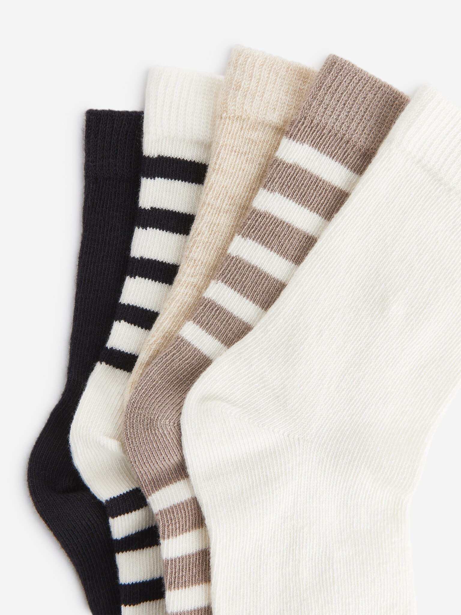 Lot de 5 paires de chaussettes en coton - Taupe/blanc cassé/Bleu foncé/Beige/Bleu/Vert/Multicolore/Cœurs/Bleu/Vert/Écru - 2