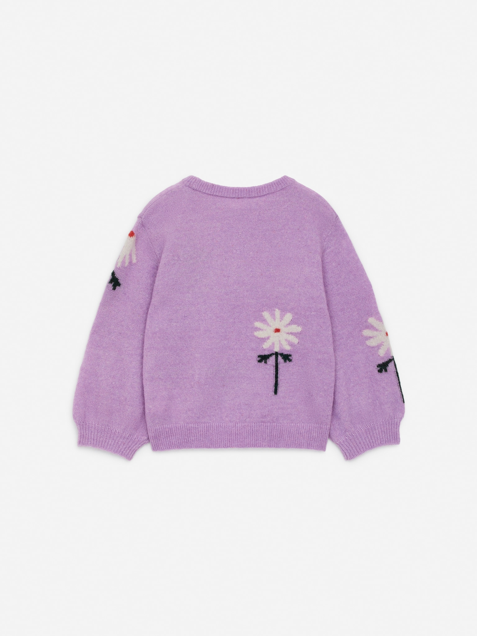 Pull en maille intarsia - Lilas/Marguerites/Vert/Cœurs lilas - 2