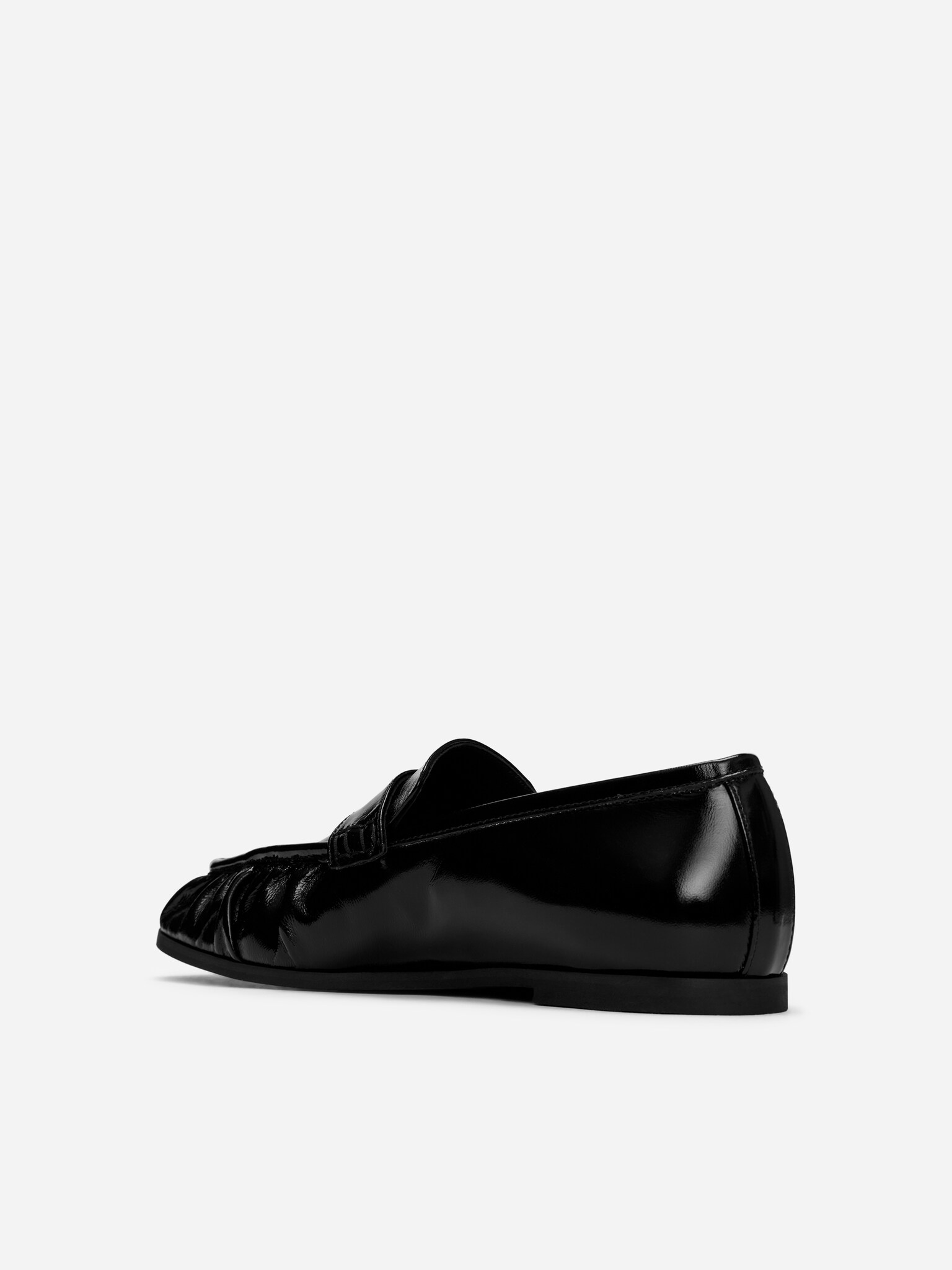 Lacquered Leather Loafers - Black - 3