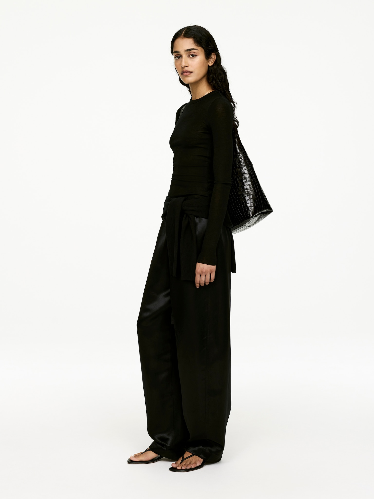 Long-Sleeved Merino Top - Black/Dark Grey Melange/Dark Brown/Red/Dark Mustard - 3