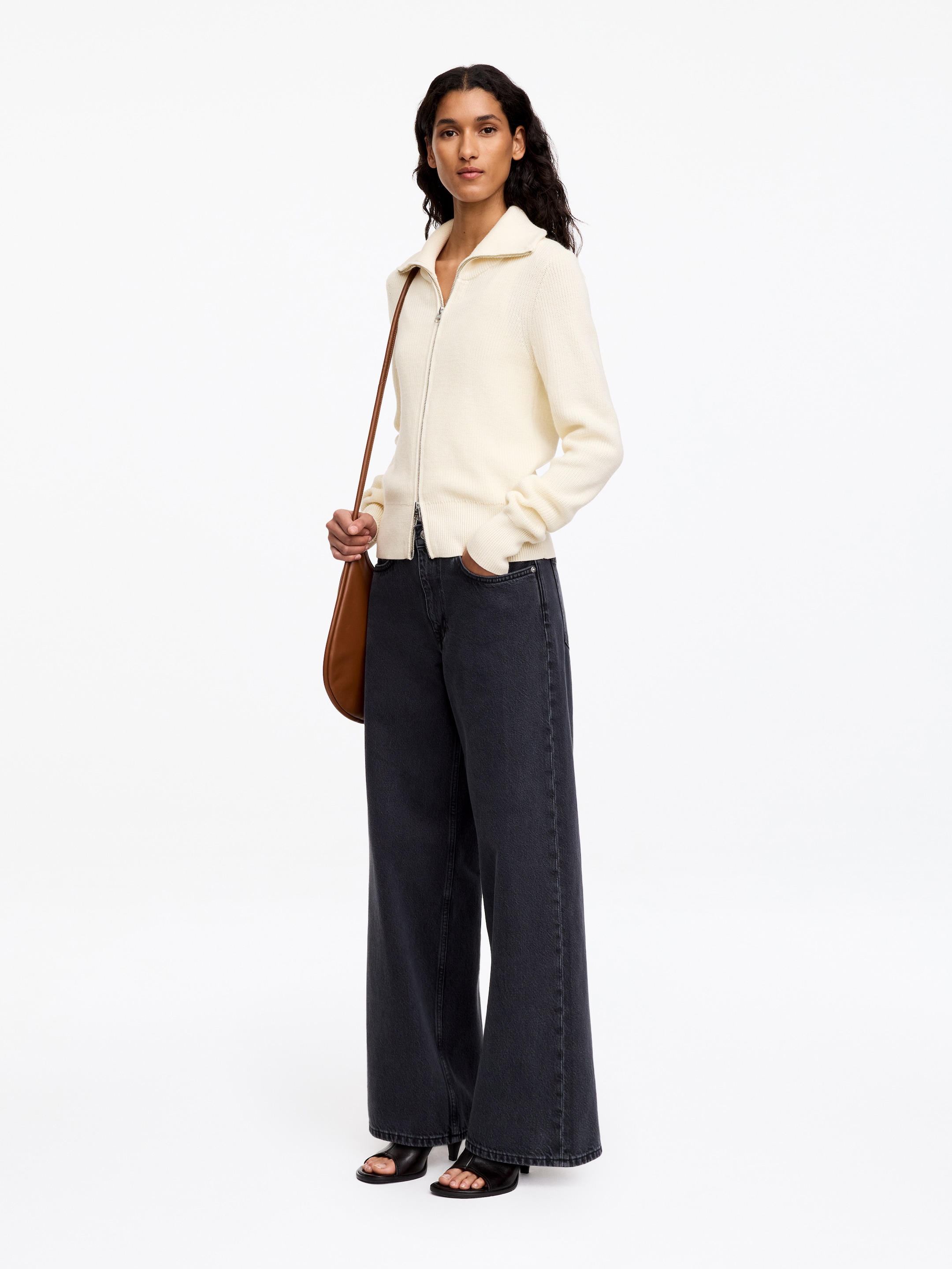 Wool-Cotton Zip Cardigan - Off White - Regular fit - Women - StillMedia/Lookbook - 7