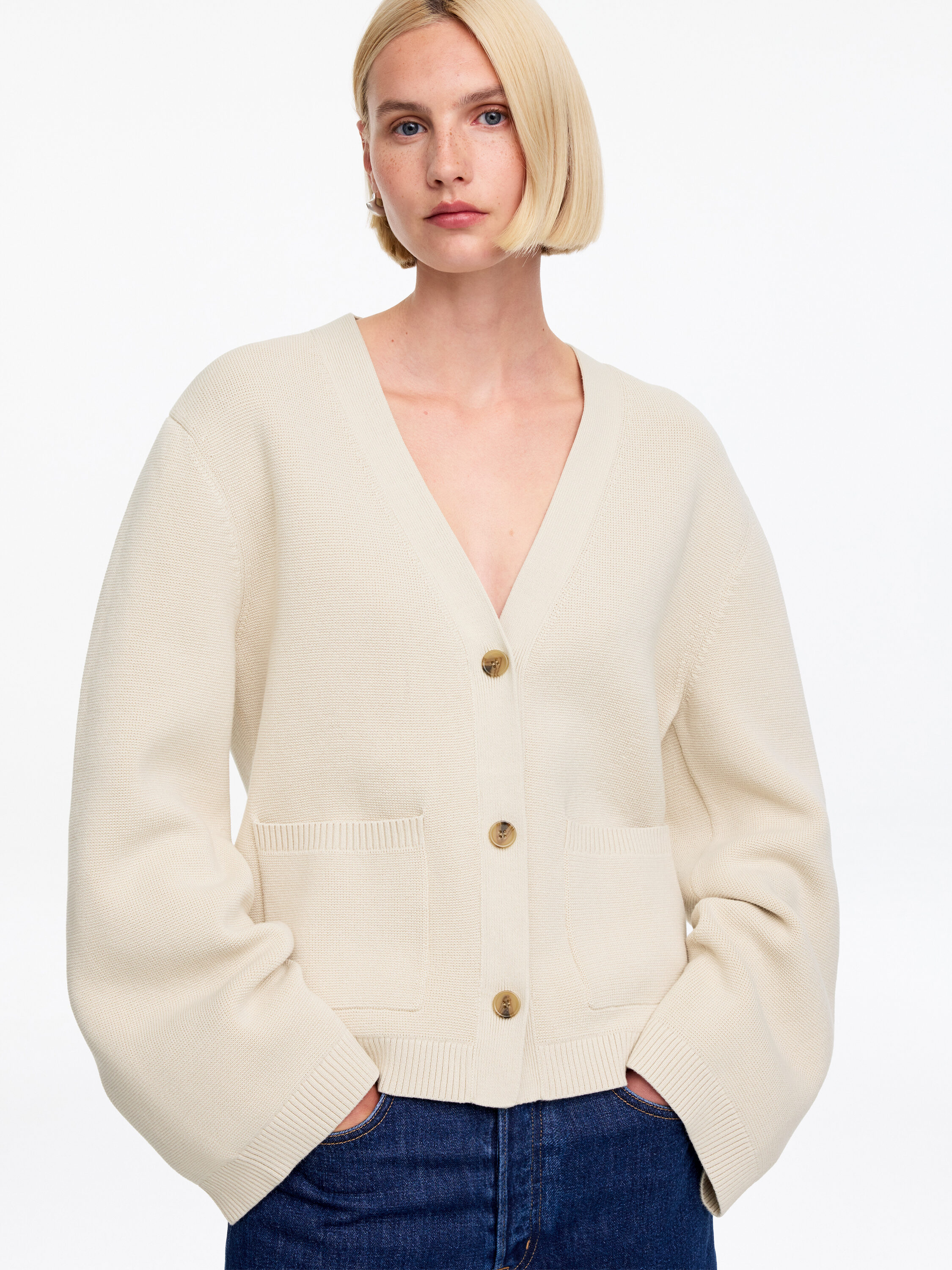 Cotton Cardigan – Light Mole – Women – ARKET WW
