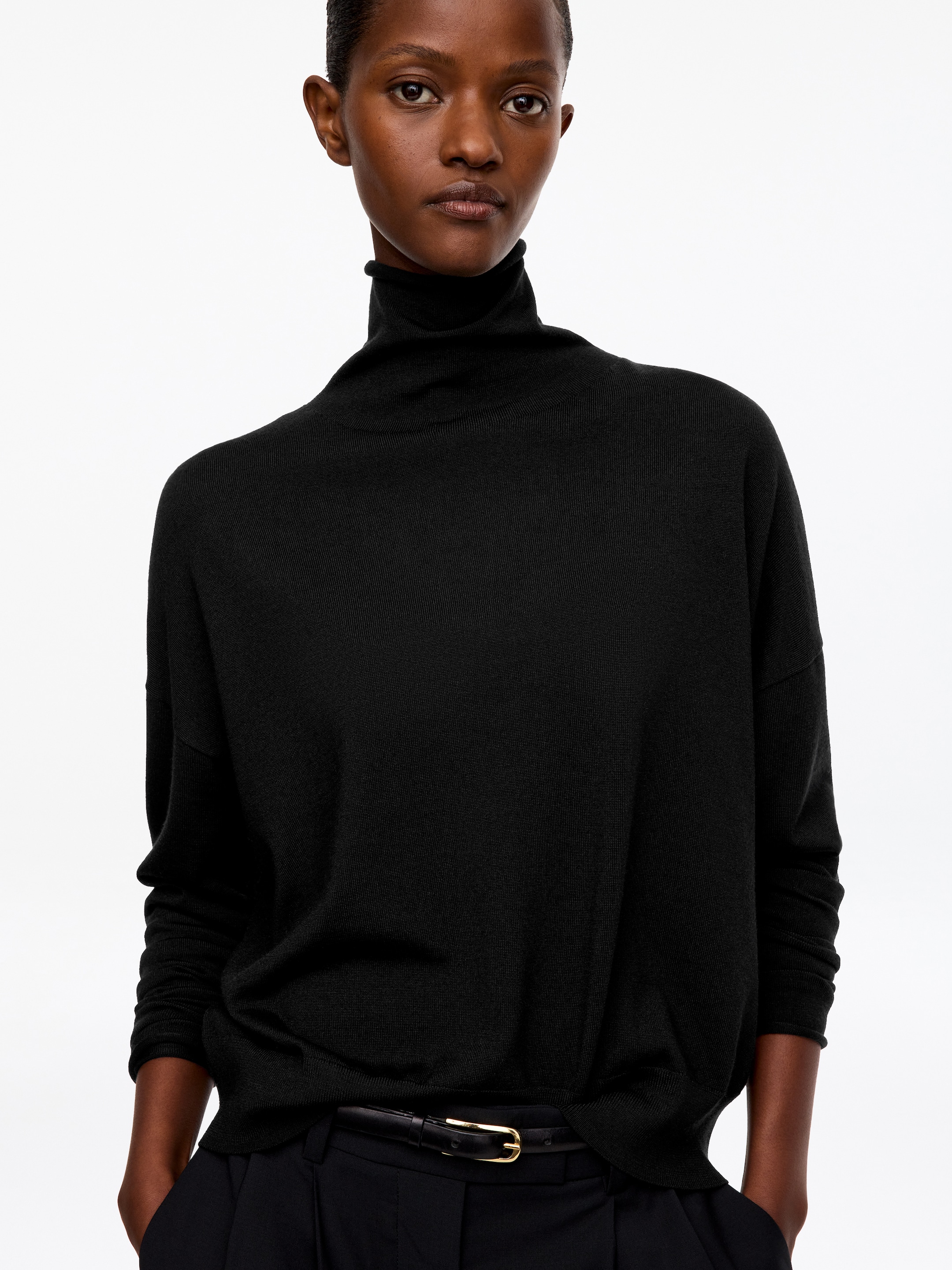 Merino Wool Roll-Neck Jumper - Black - Loose fit - women - StillMedia/Lookbook - 6
